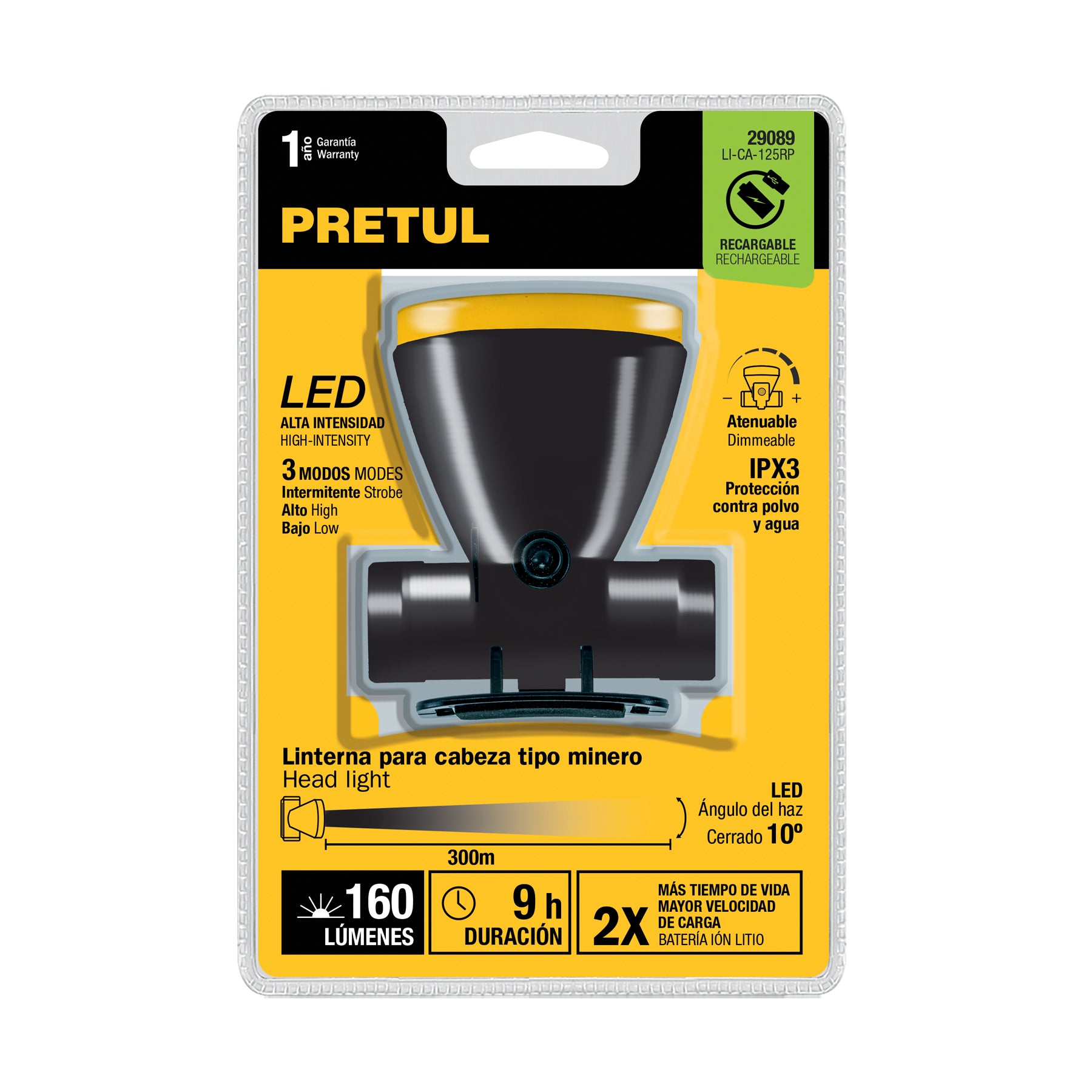 Linterna de minero 125 lm recargable, Pretul