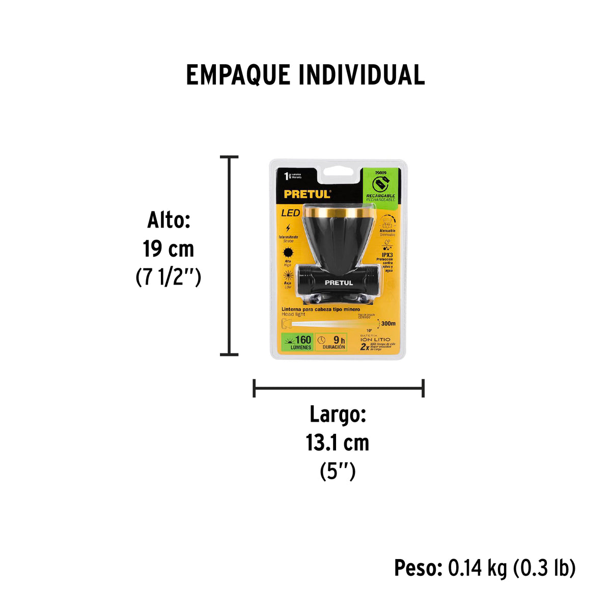 Linterna de minero 125 lm recargable, Pretul