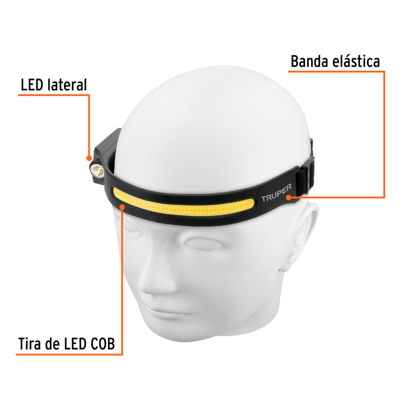 Linterna de minero 125 lm recargable con sensor, Truper