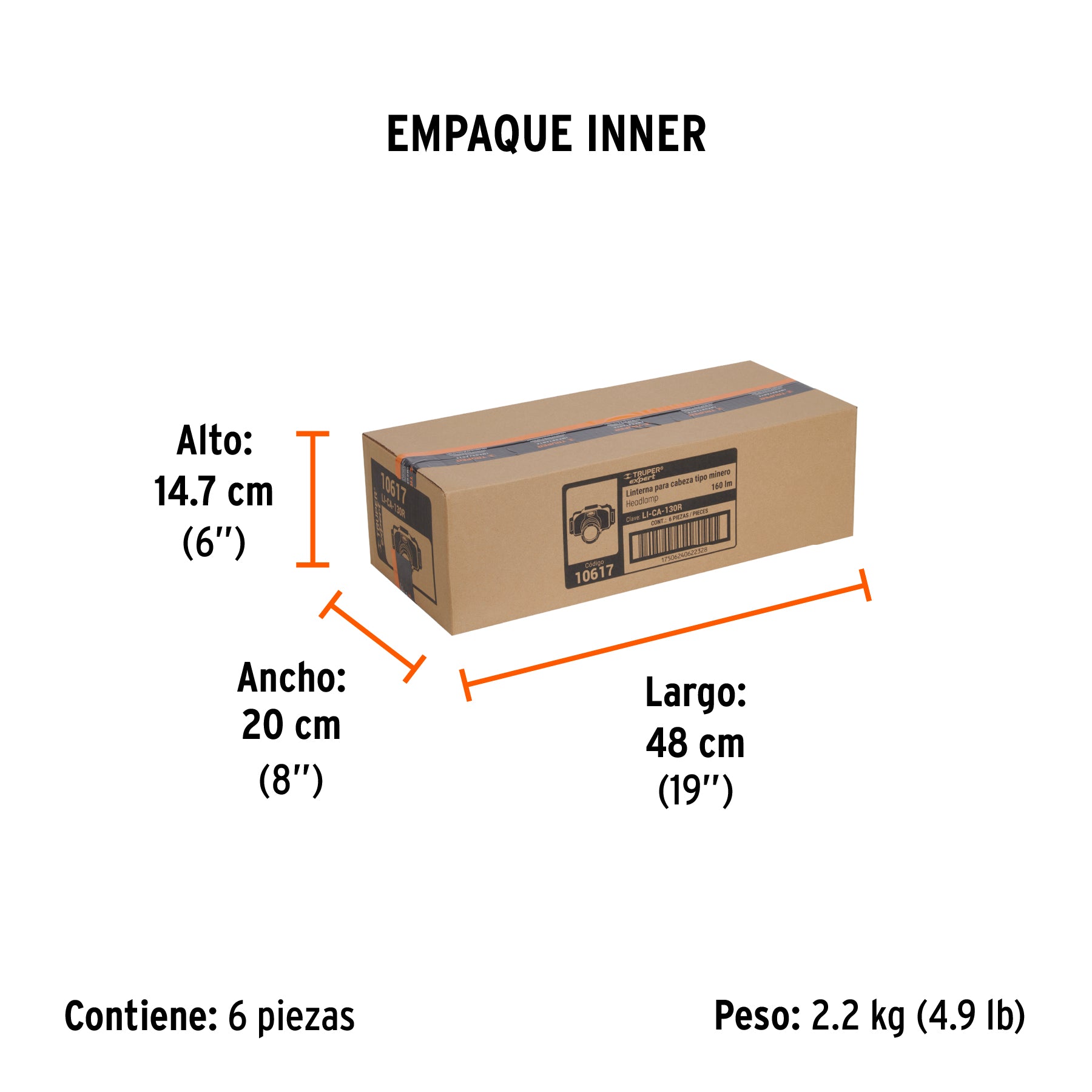 Linterna para cabeza de1 Led, 60 lúmenes, recargable