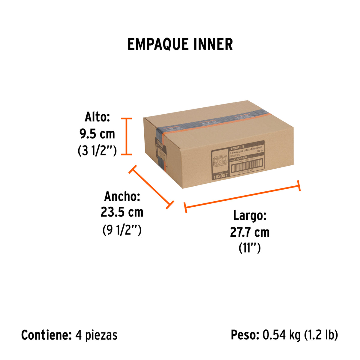 Linterna de minero 270 lm recargable, Truper
