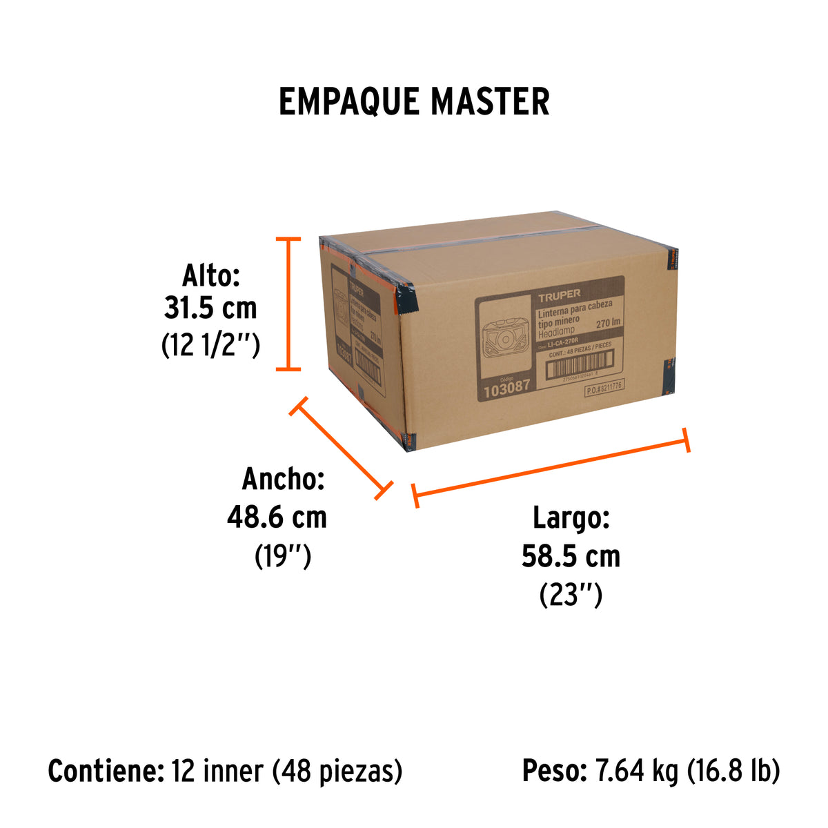 Linterna de minero 270 lm recargable, Truper