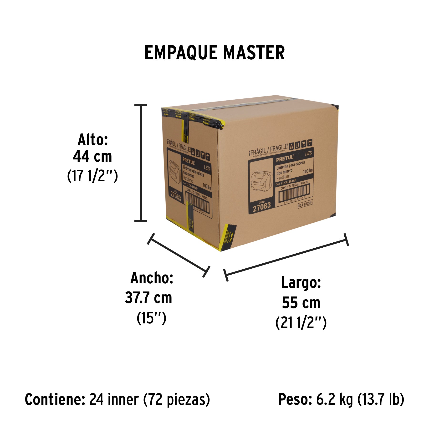 Linterna para cabeza, 3 pilas AAA, 28 lúmenes, 3 LED, Pretul