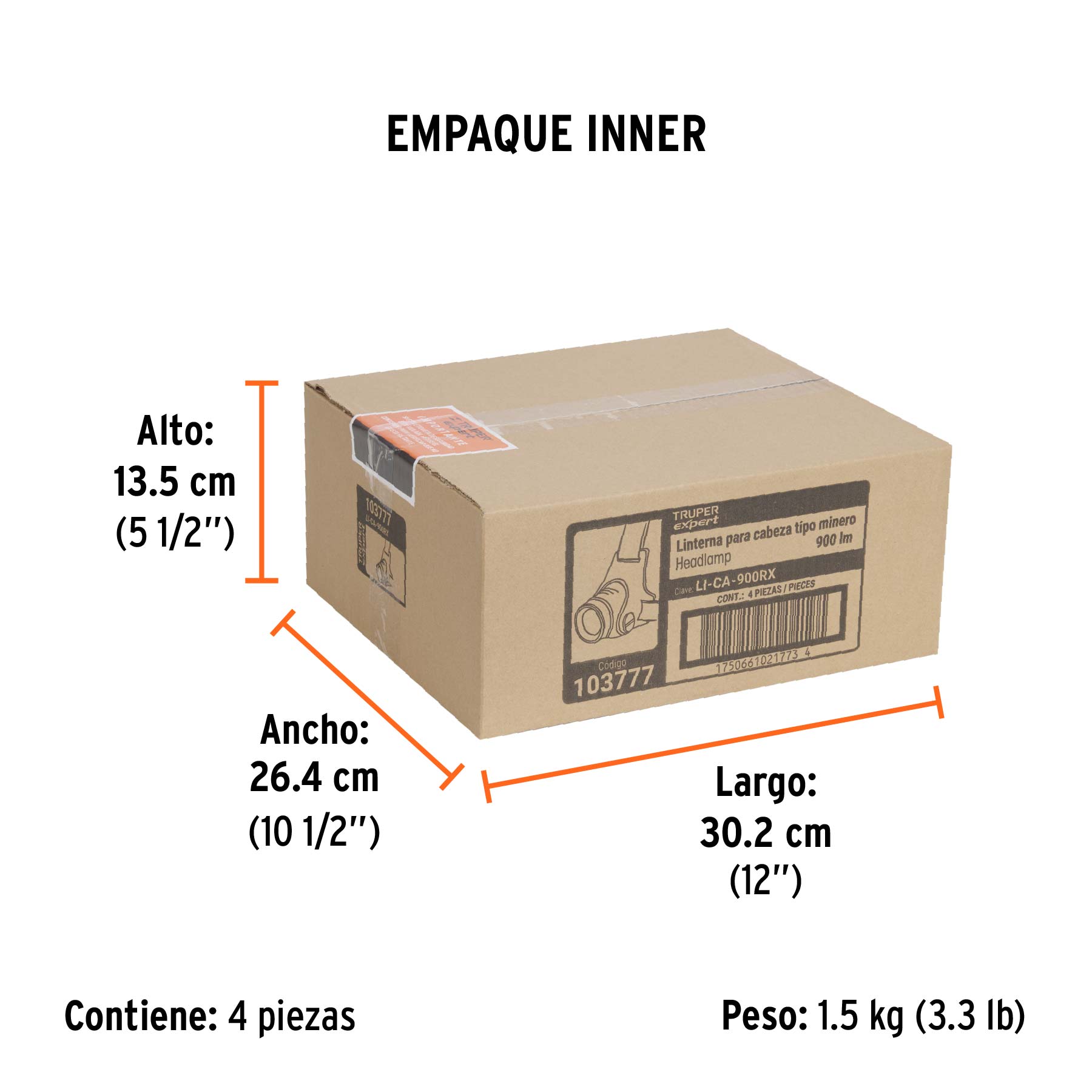 Linterna de minero LED 1100 lm, recargable, TRUPER EXPERT
