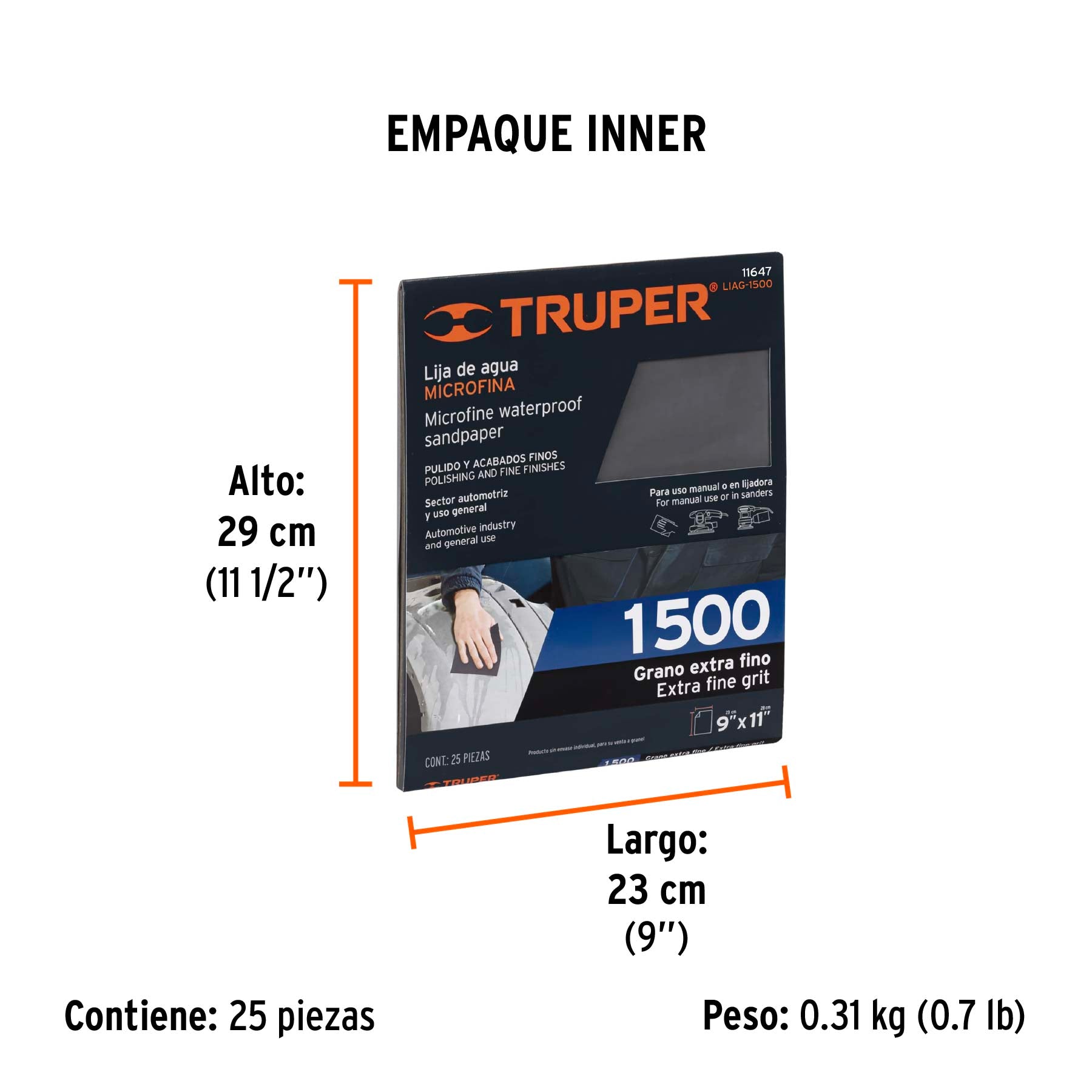 Lija de agua microfina, grano 1500
