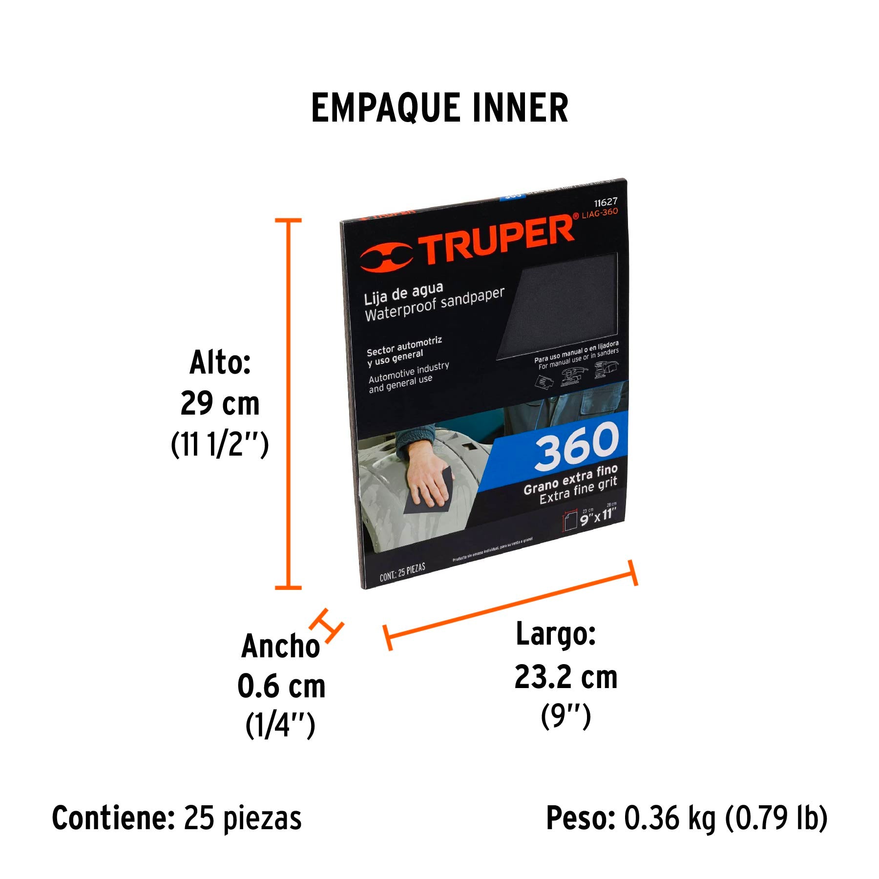Lija de agua, grano 360