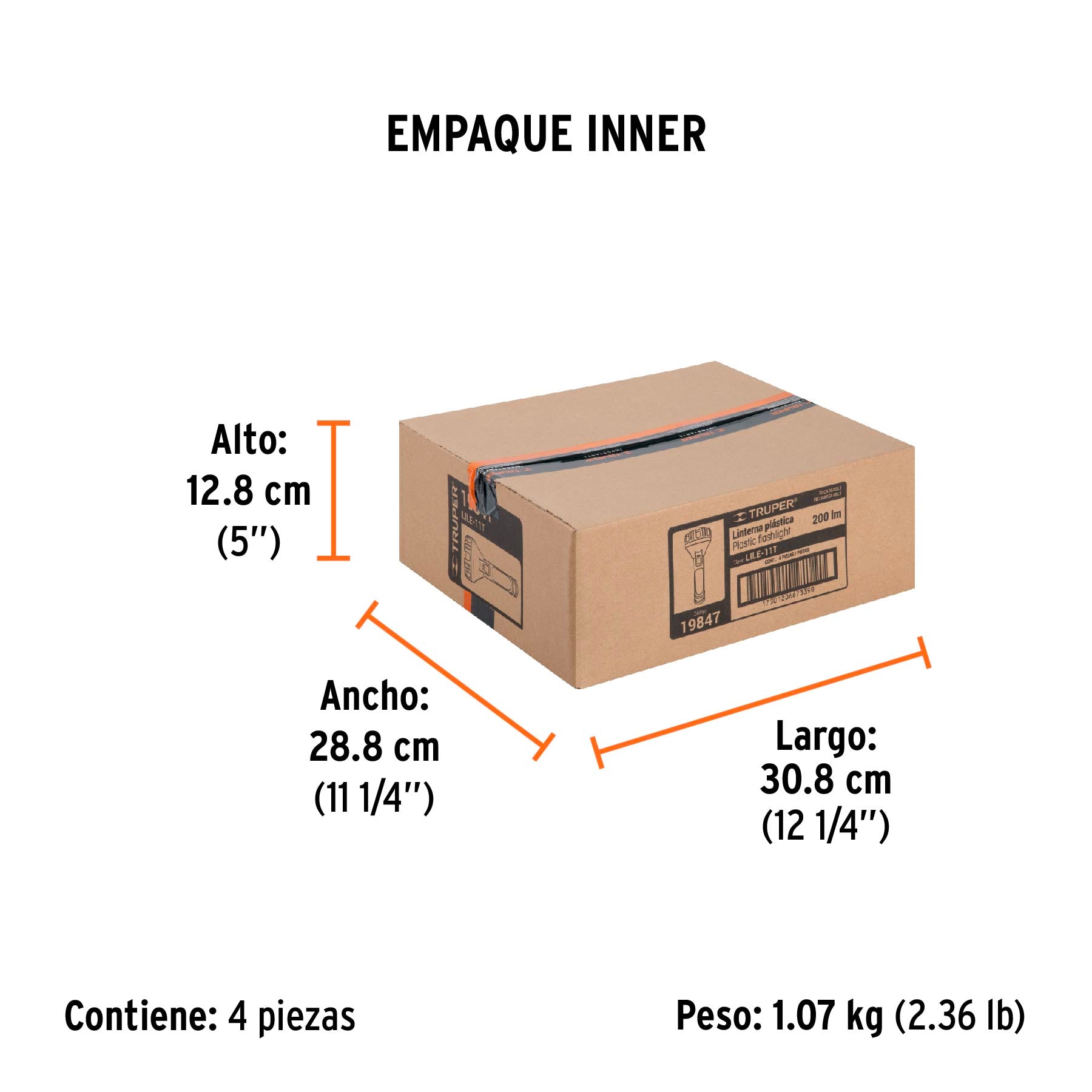 Linterna recargable de leds, 100 lúmenes