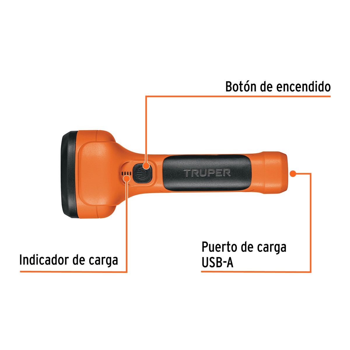 Linterna recargable de leds, 100 lúmenes