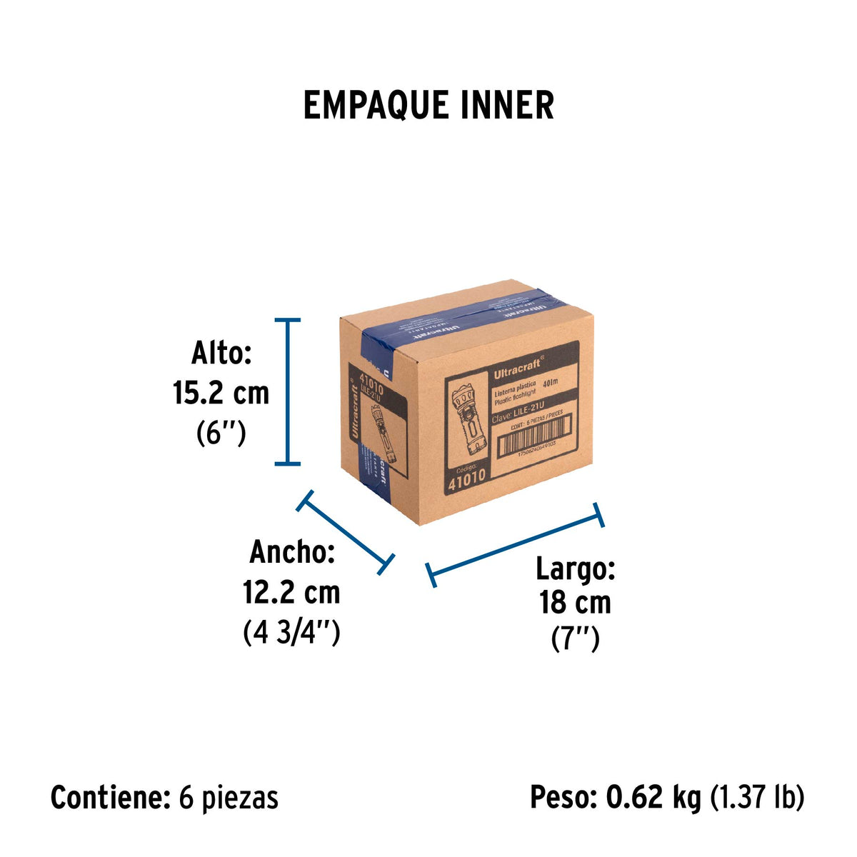 Linterna recargable de Led, 40 lúmenes, Ultra