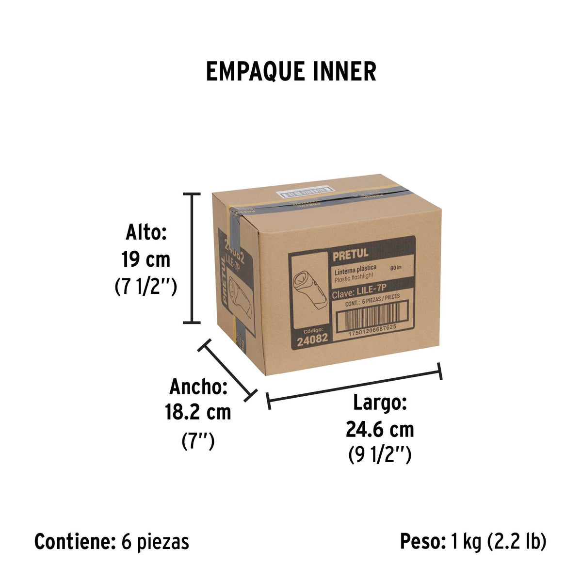 Linterna recargable de LED, 80 lúmenes, Pretul