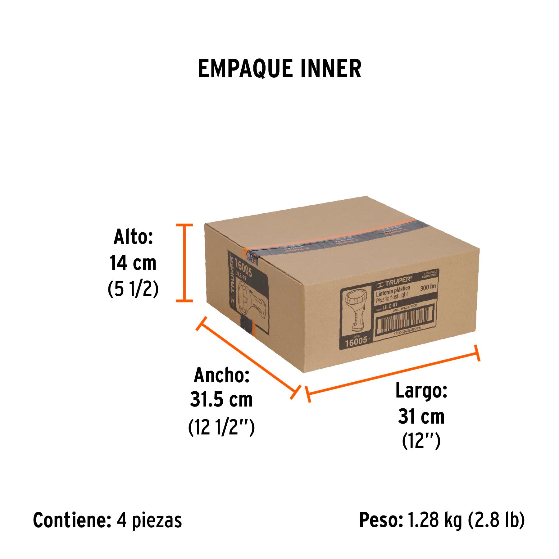 Linterna recargable de leds, 70 lúmenes