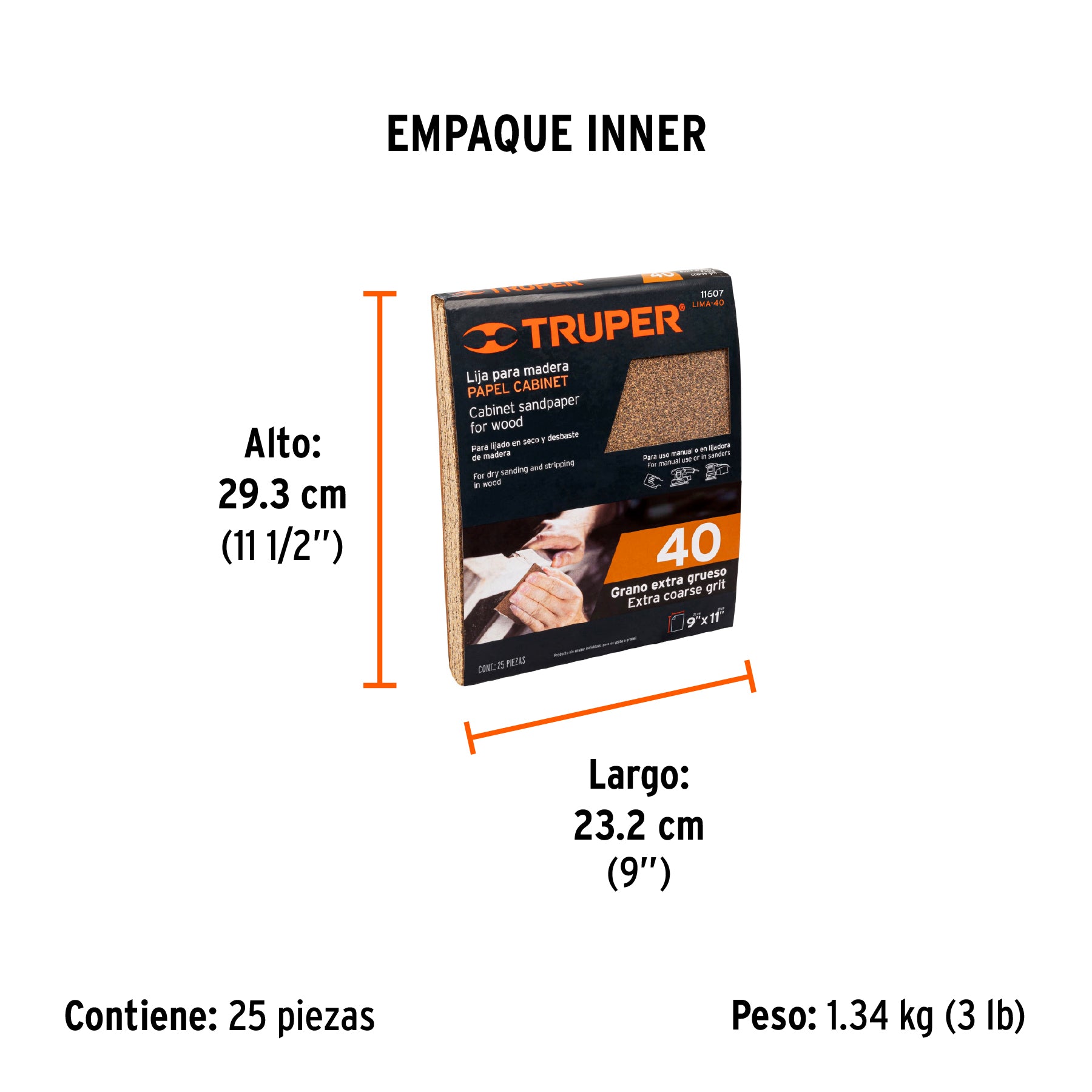 Lija para madera, grano 40