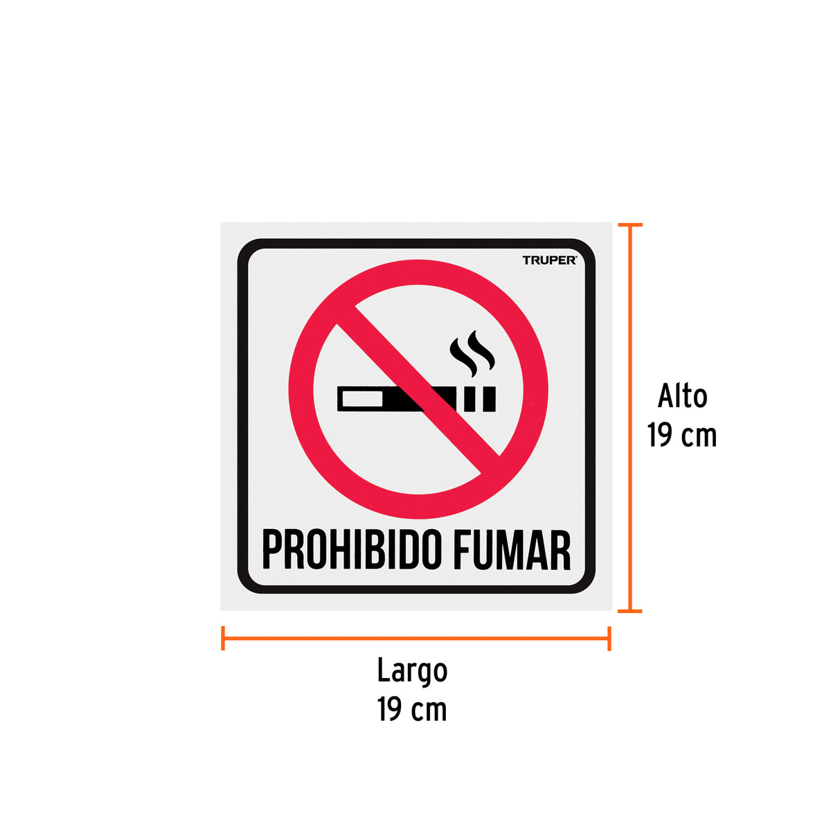 Letrero de señalización "NO FUMAR", 19 x 19 cm