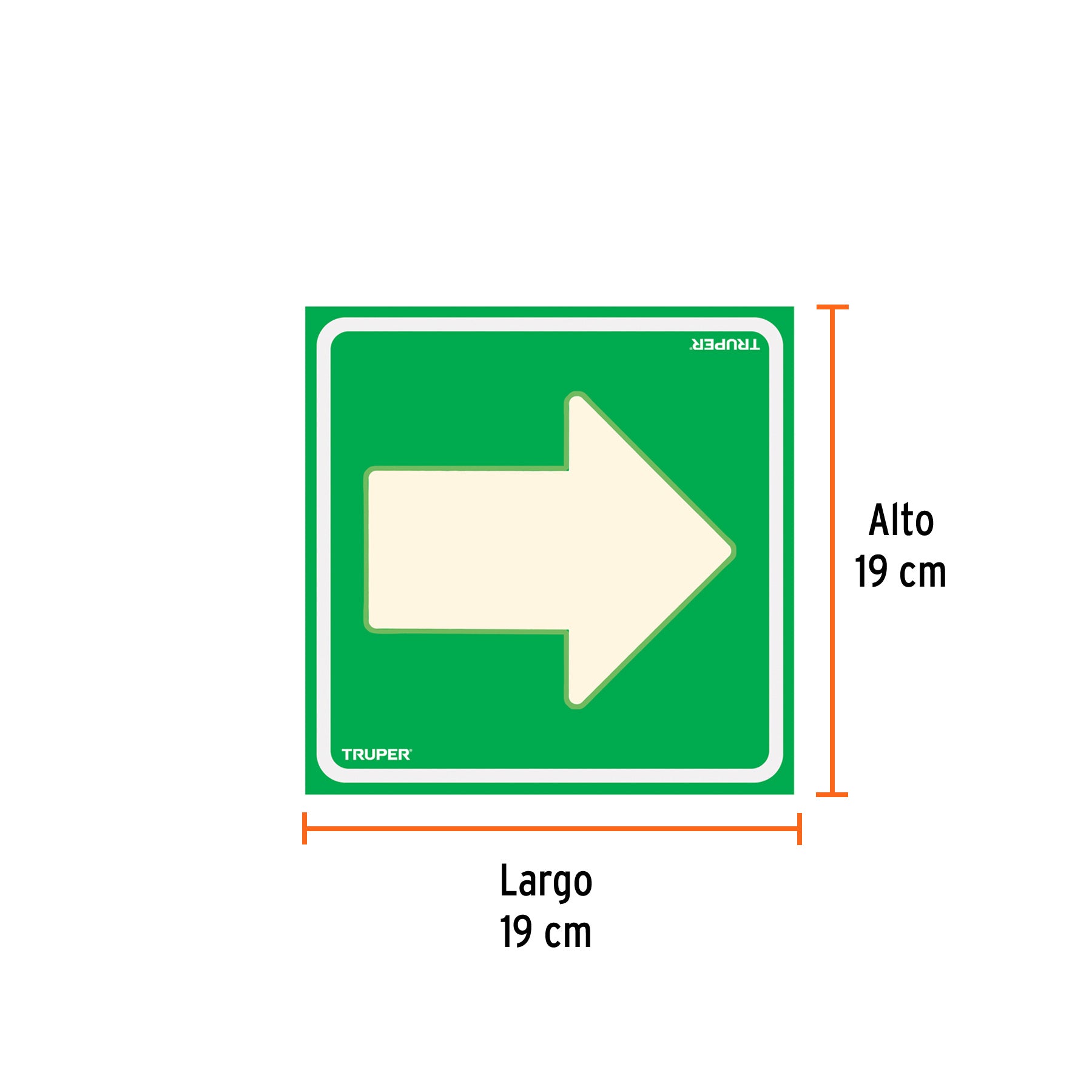 Letrero de señalización "FLECHA", 19 x 19 cm