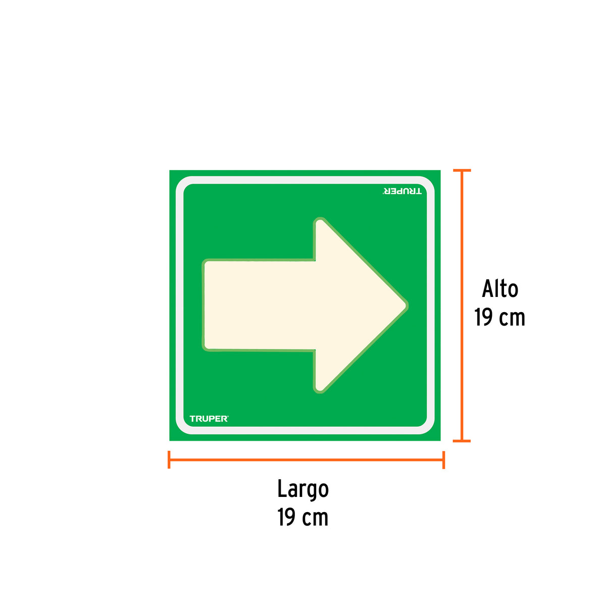 Letrero de señalización "FLECHA", 19 x 19 cm