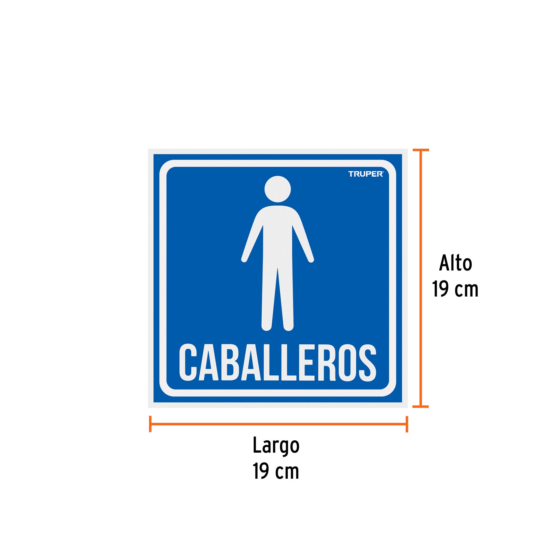 Letrero de señalización "CABALLEROS", 19 x 19 cm