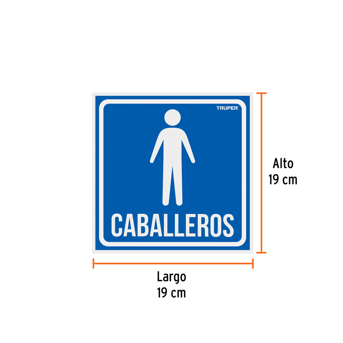 Letrero de señalización "CABALLEROS", 19 x 19 cm