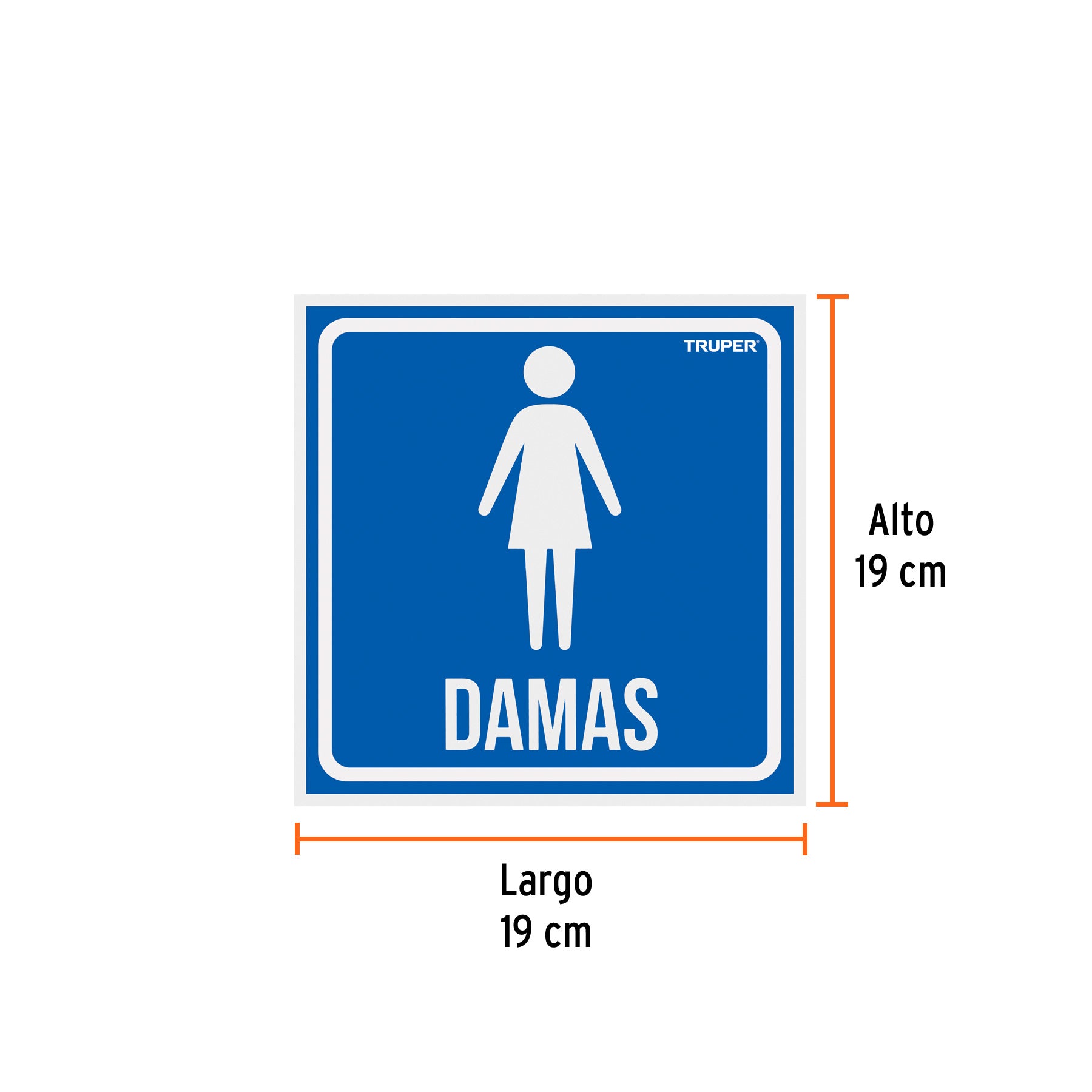 Letrero de señalización "DAMAS", 19 x 19 cm