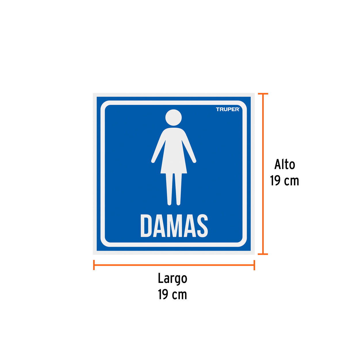 Letrero de señalización "DAMAS", 19 x 19 cm