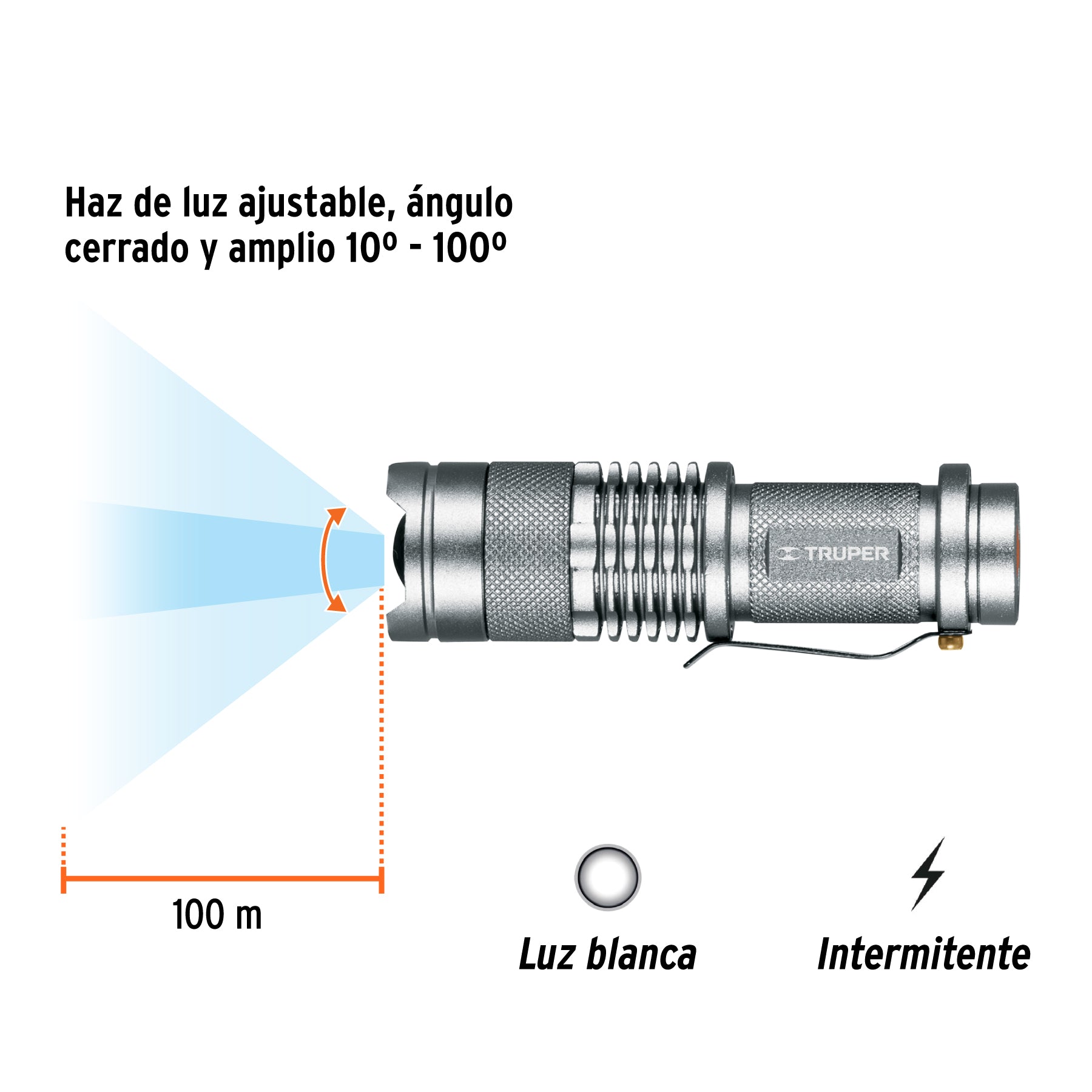 Linterna de aluminio con 1 pila AA, 40 lúmenes, 1 LED