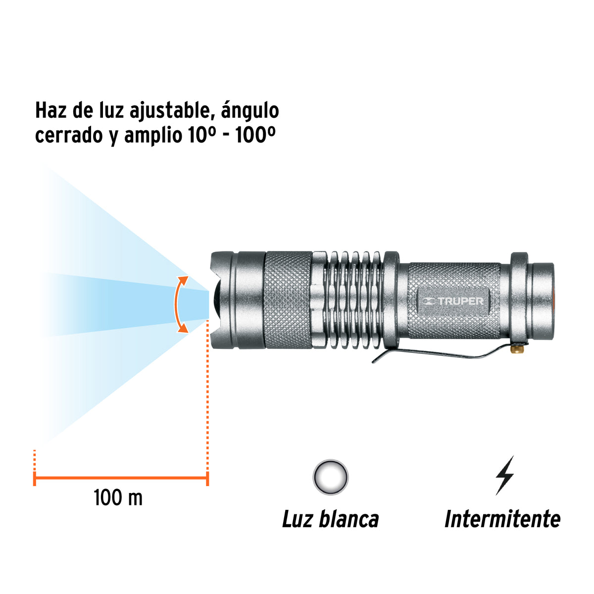 Linterna de aluminio con 1 pila AA, 40 lúmenes, 1 LED