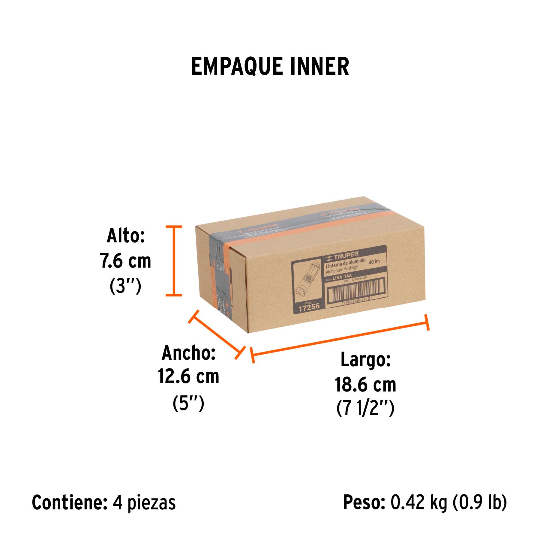Linterna de aluminio con 1 pila AA, 40 lúmenes, 1 LED