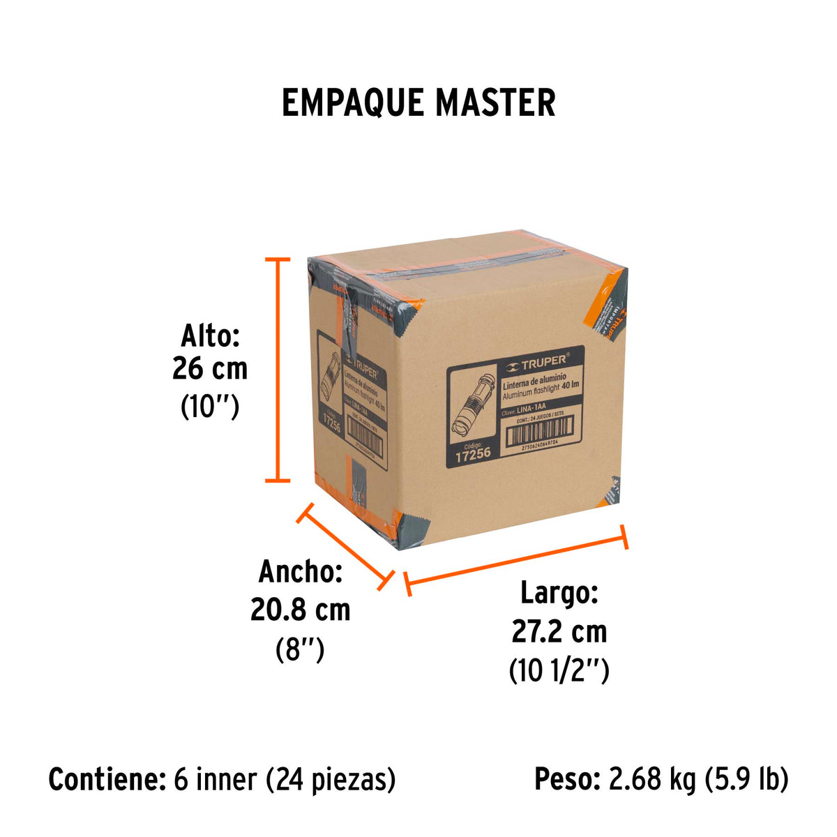 Linterna de aluminio con 1 pila AA, 40 lúmenes, 1 LED