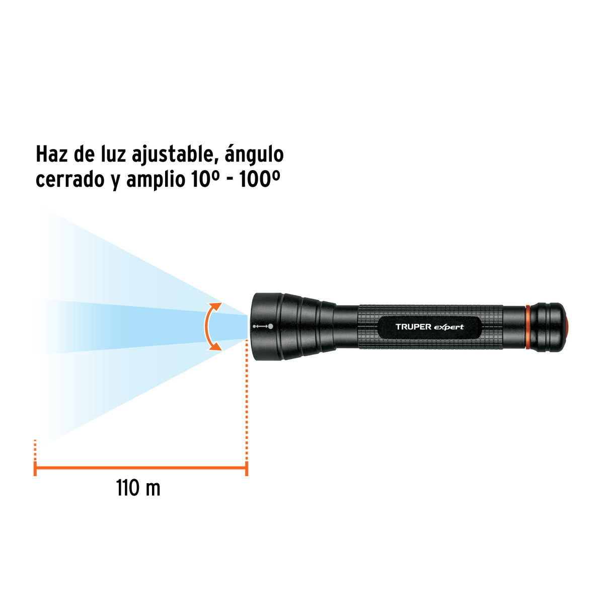 Linterna de aluminio de pilas, 100 lúmenes, led alta potencia