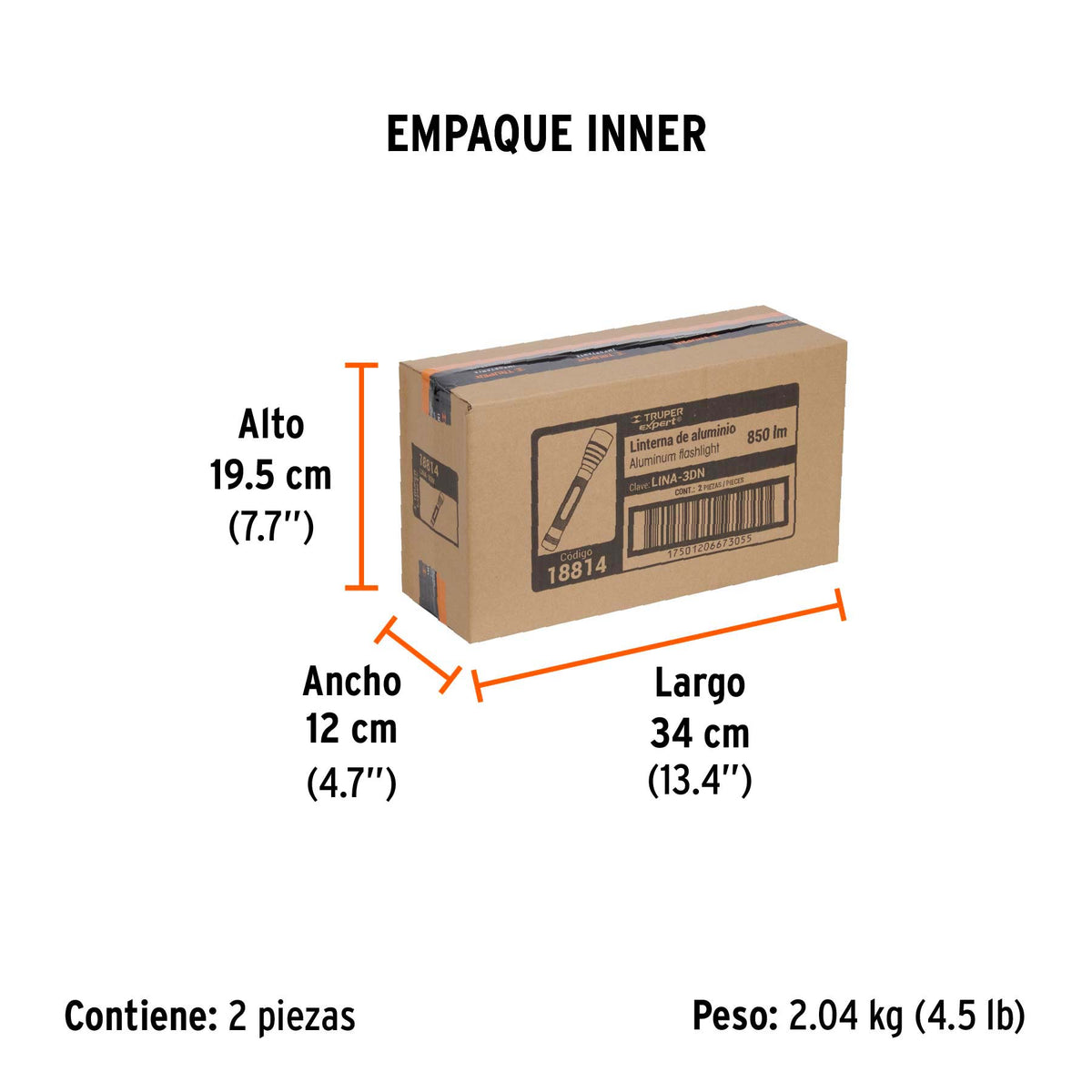 Linterna aluminio de pilas, 530 lúmenes, led alta potencia D