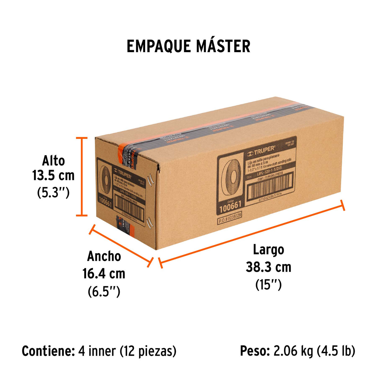 LIJA P/PLOMERO, ROLLO 5M, 1 1/2" GRANO 120