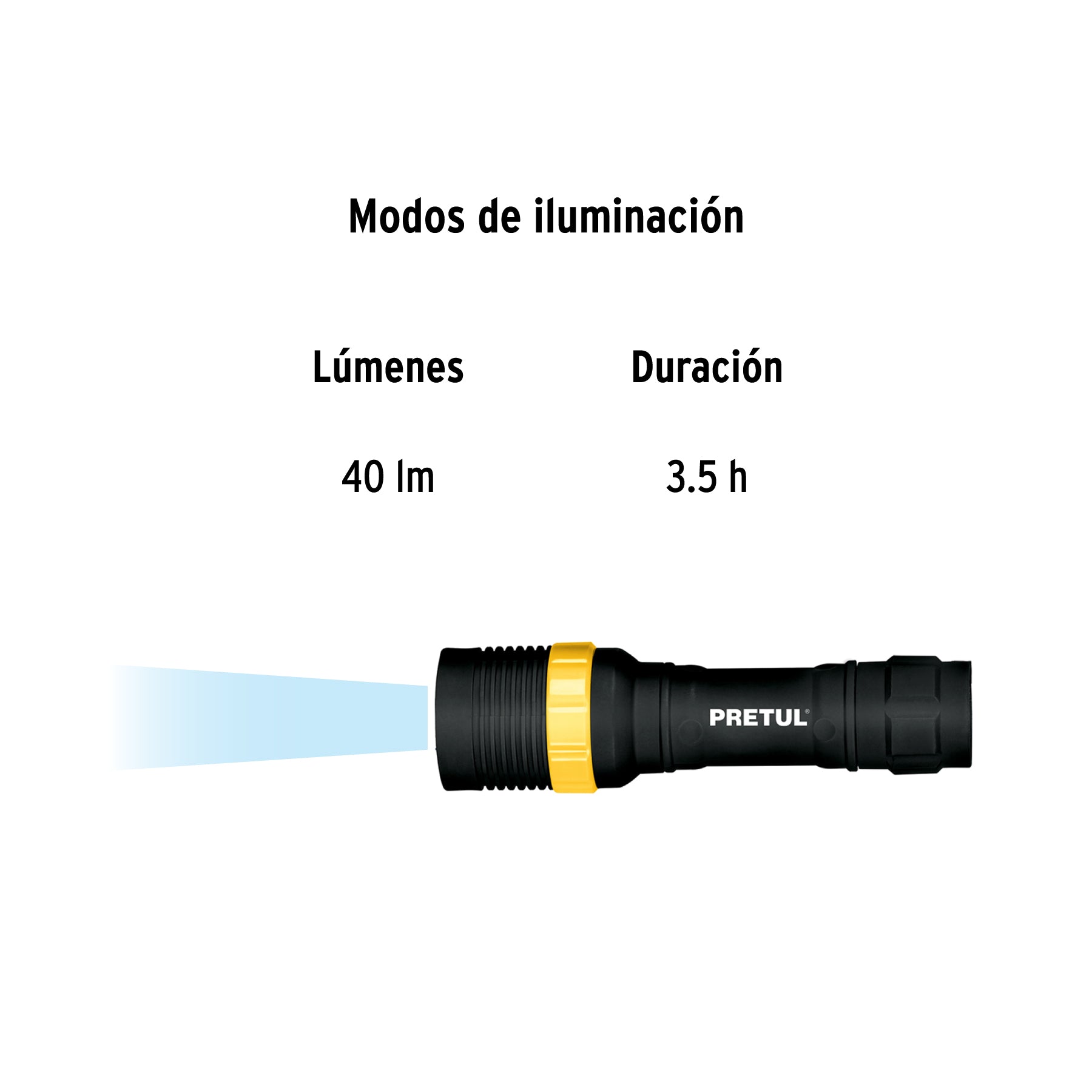 Linterna plástica, LED, 1 pila AAA, 40 lm, Pretul