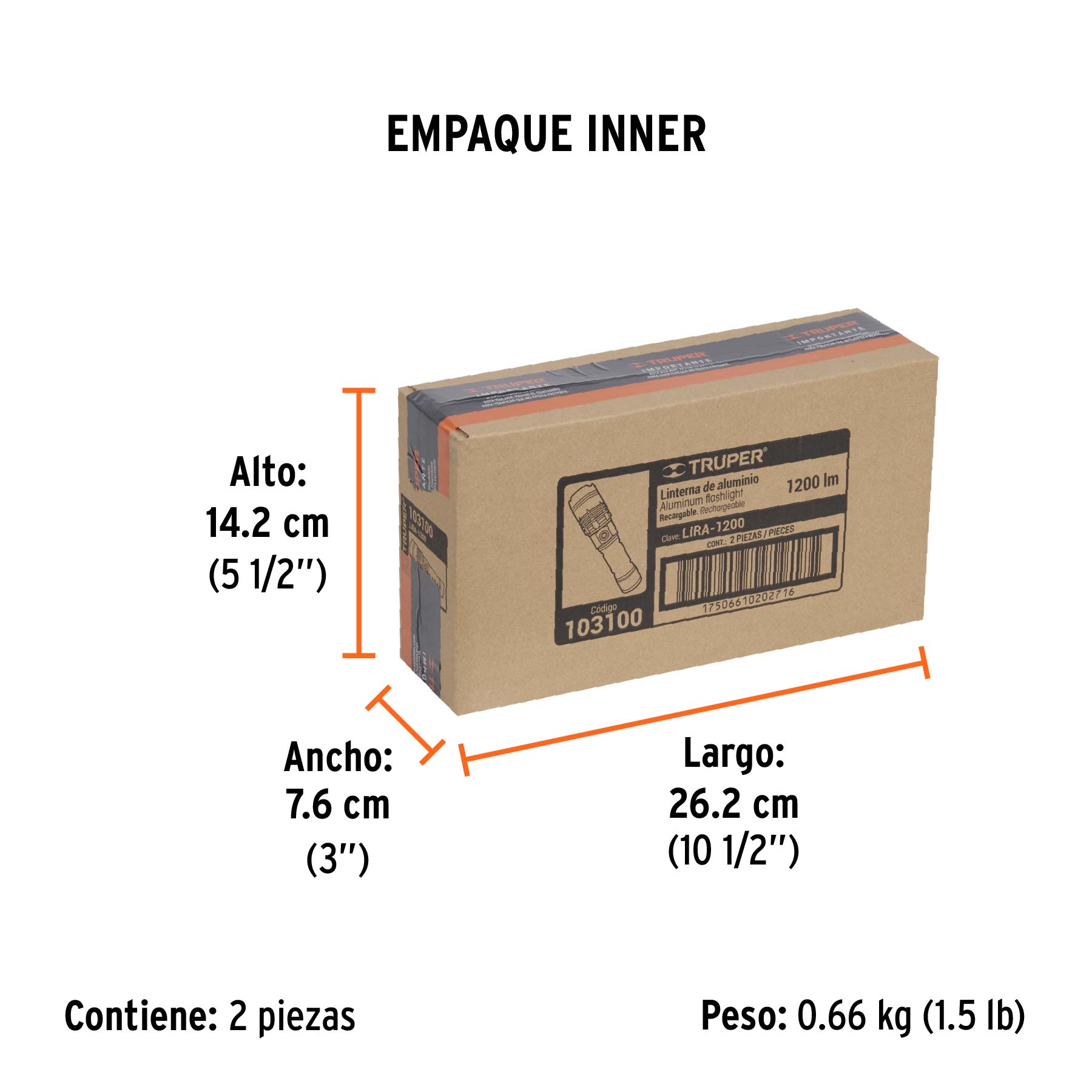 Linterna LED recargable, de aluminio 1200 lm, Truper