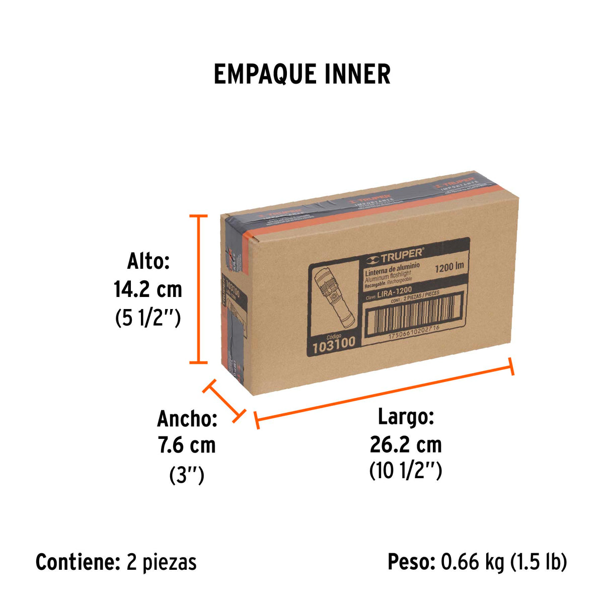 Linterna LED recargable, de aluminio 1200 lm, Truper