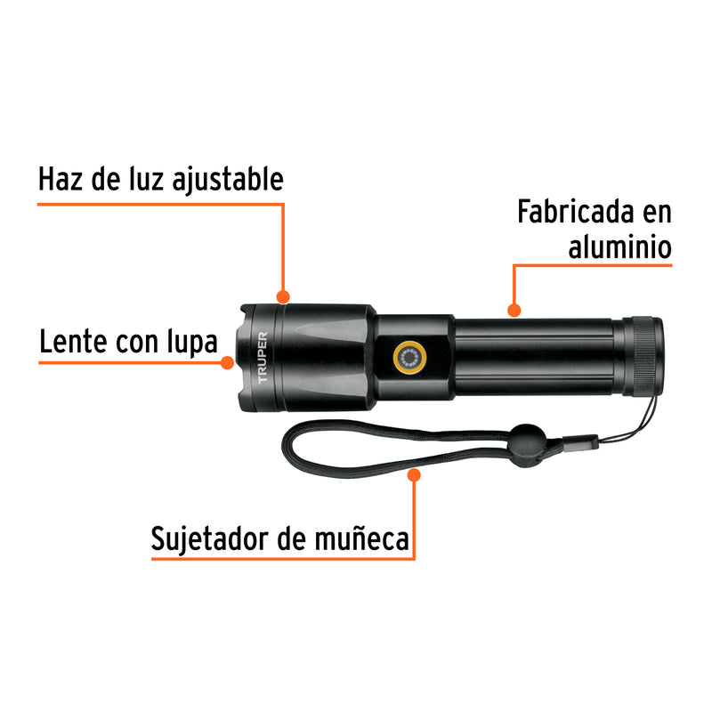 Linterna LED recargable, de aluminio 1200 lm, Truper