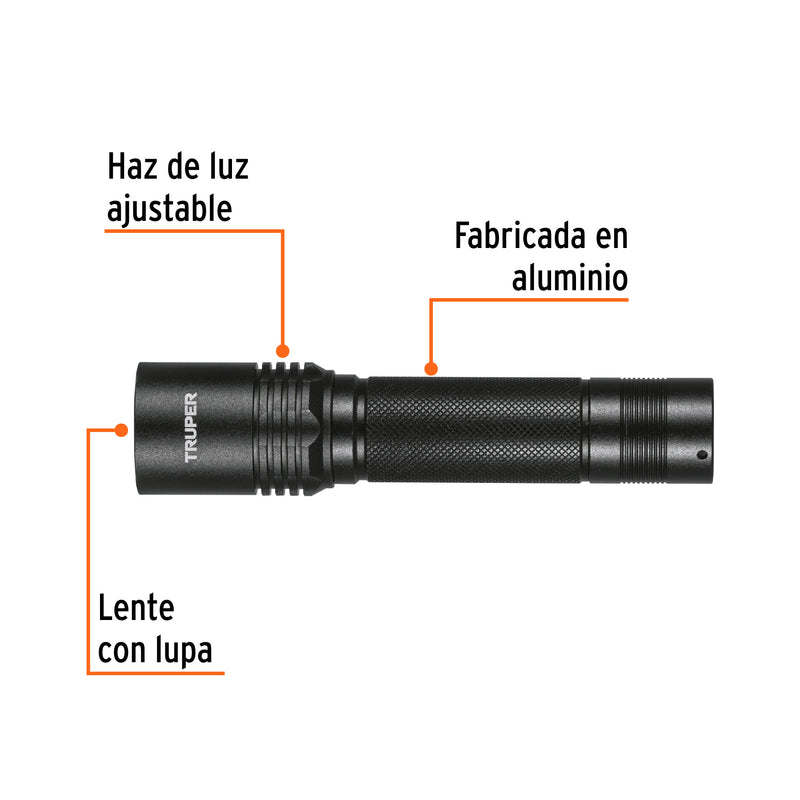 Linterna LED recargable de aluminio, 130 lúmenes