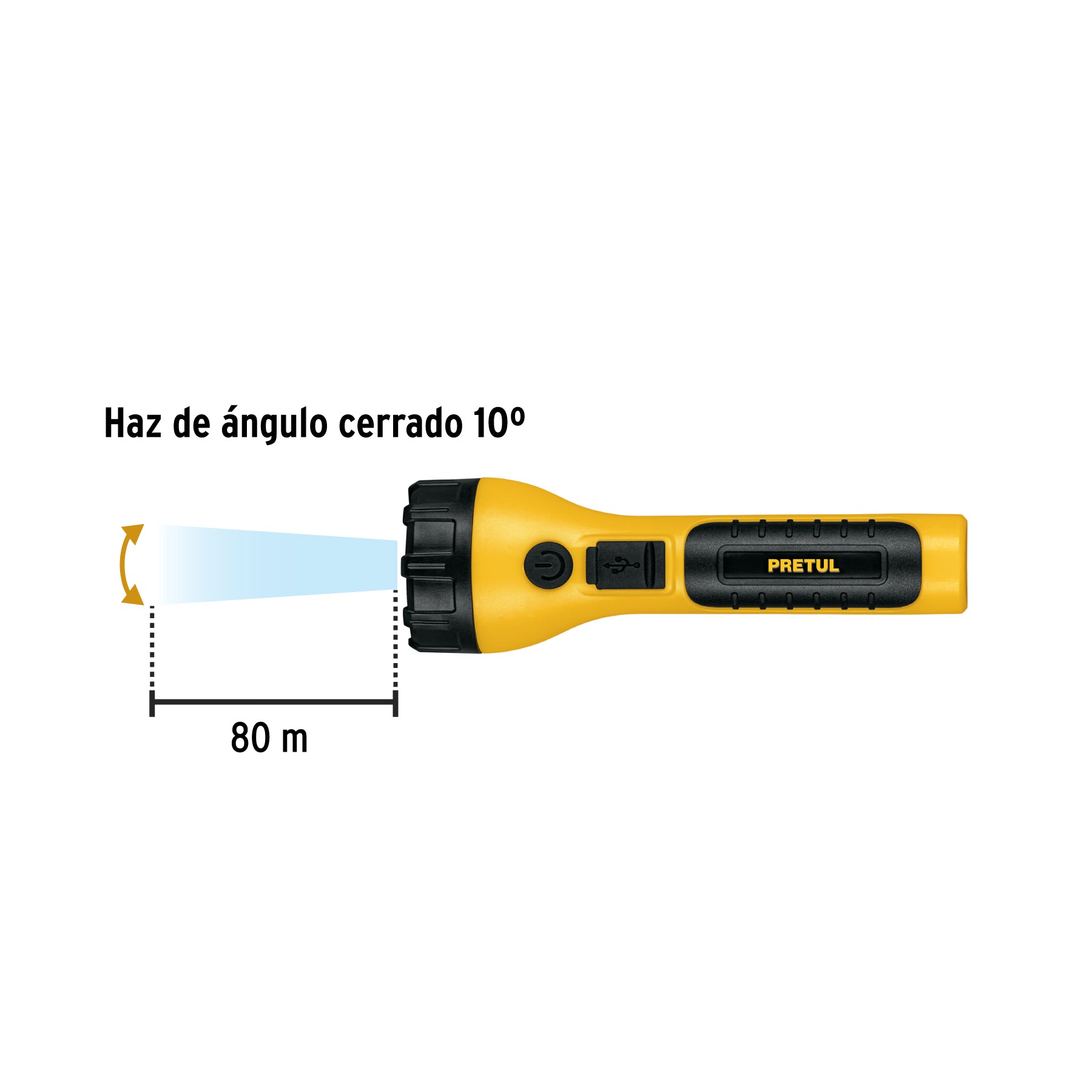 Linterna plástica recargable de LED, 120 lúmenes, Pretul