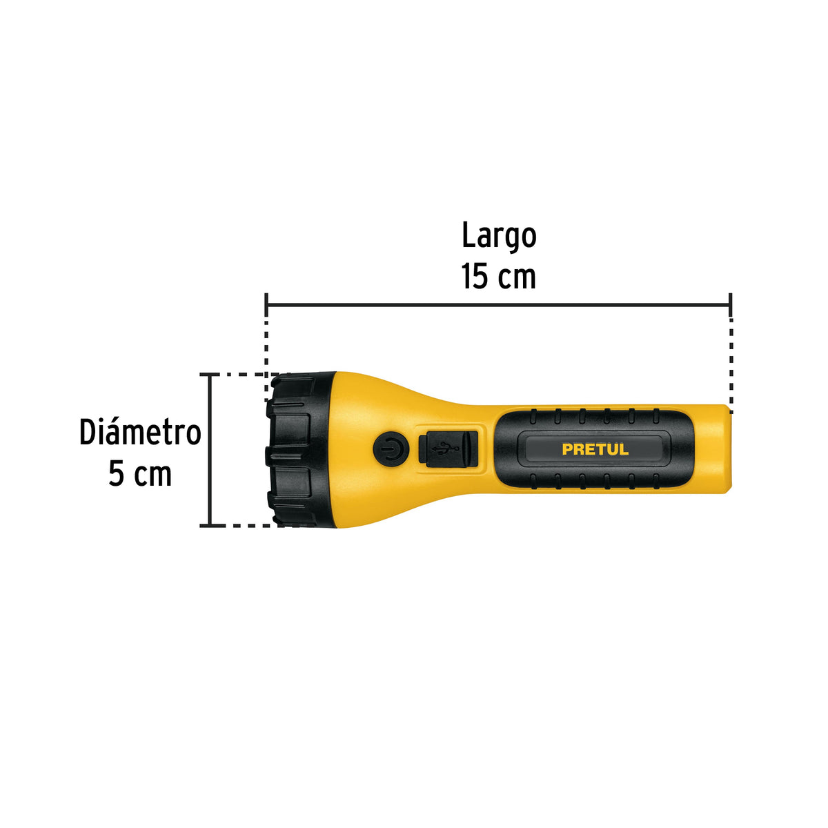 Linterna plástica recargable de LED, 180 lúmenes, Pretul