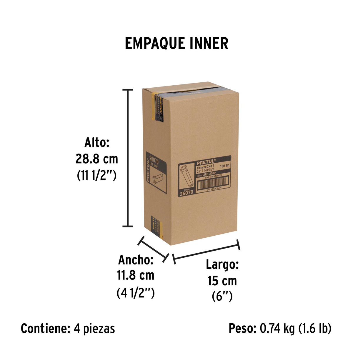 Linterna recargable con lámpara de emergencia, 230lm, Pretul