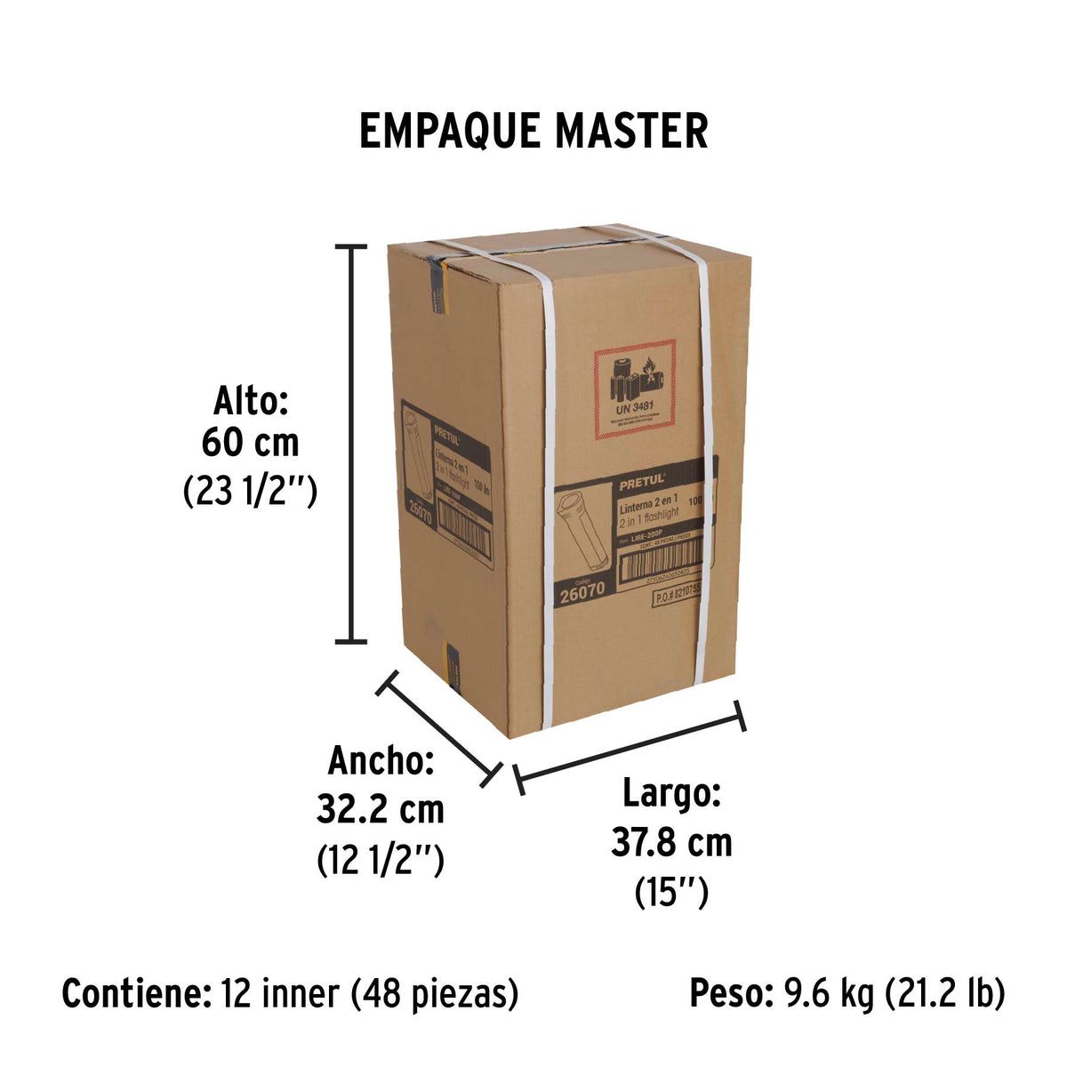 Linterna recargable con lámpara de emergencia, 230lm, Pretul