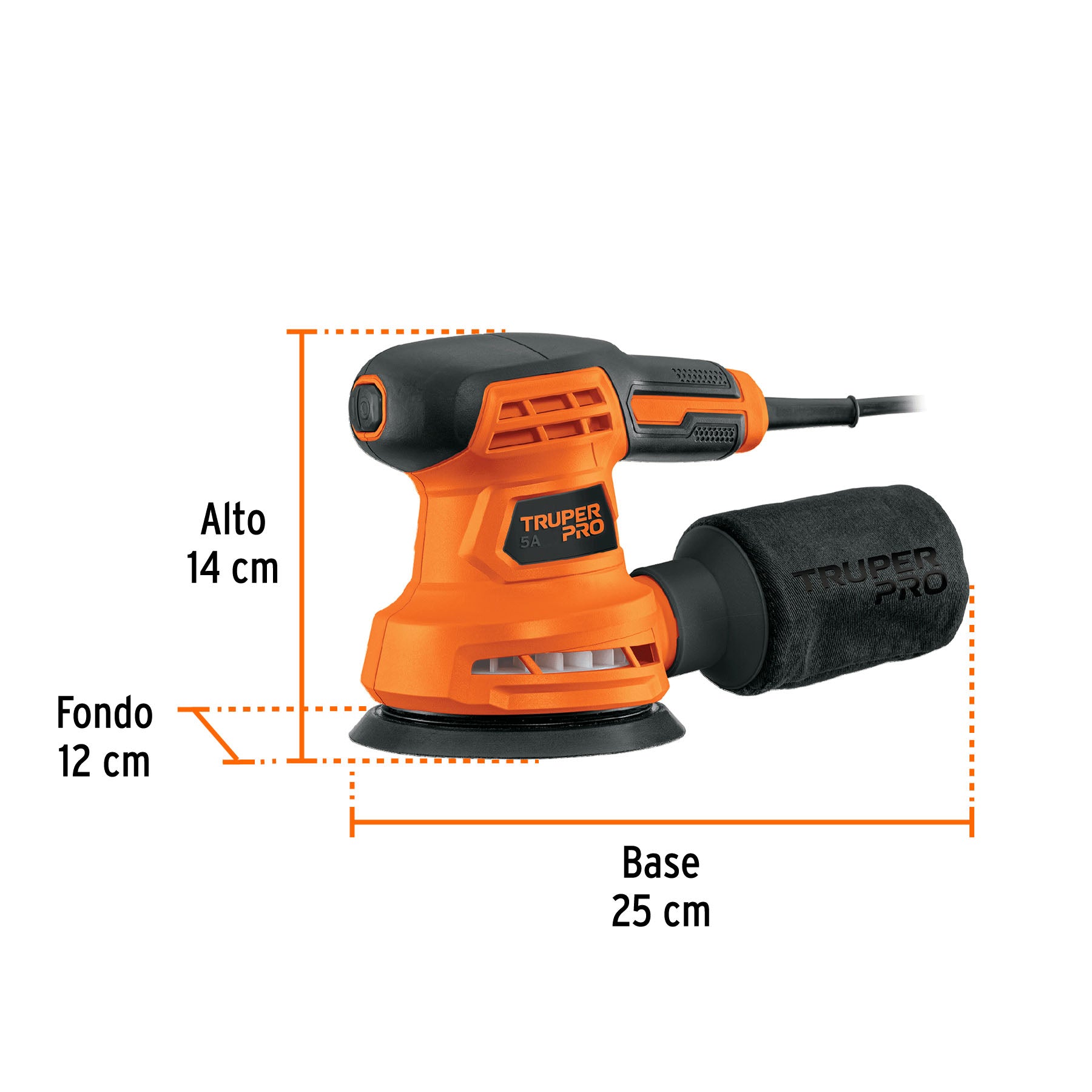 Lijadora roto orbital 5', 260W, TRUPER PRO