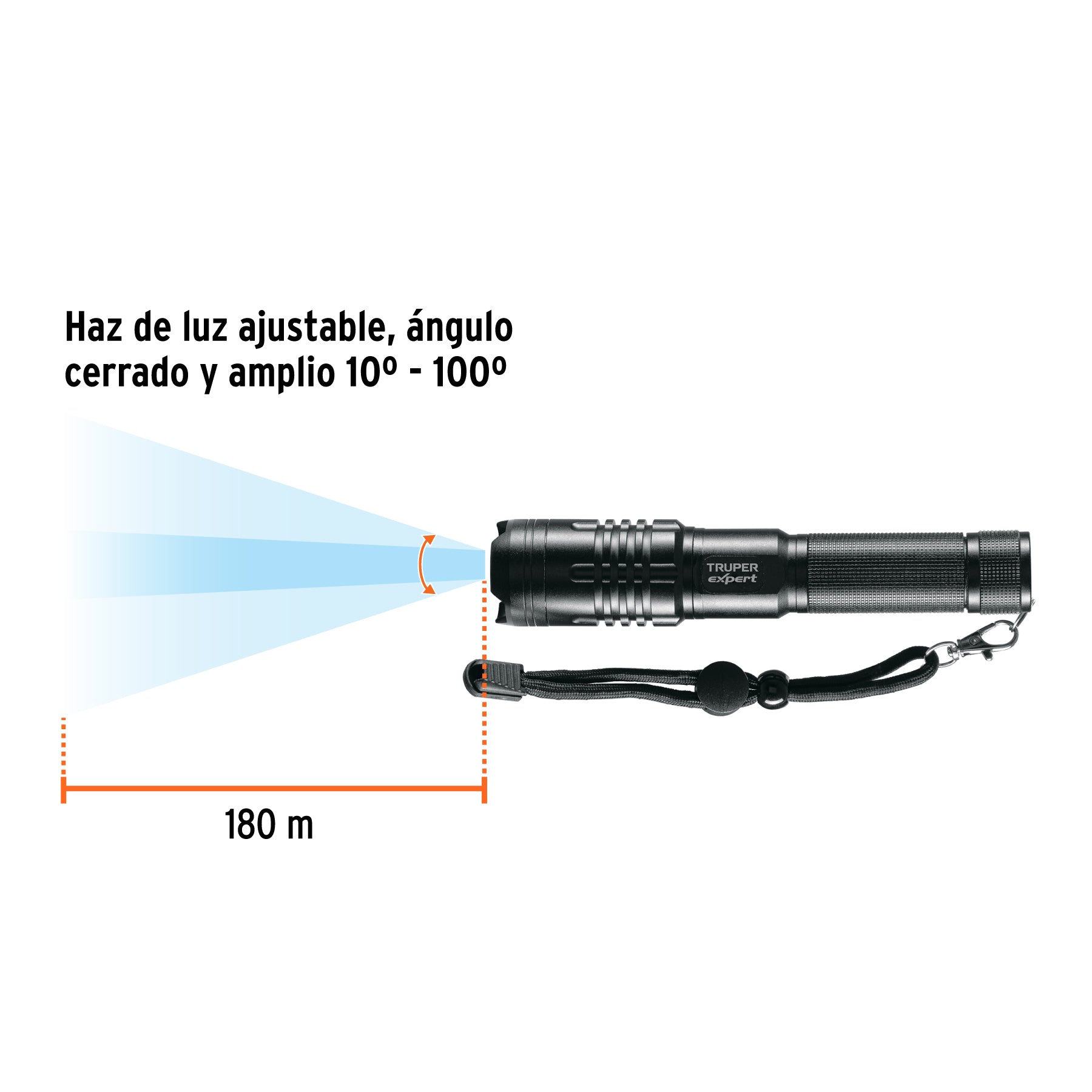 Linterna recargable, led cree, 180 lm con 2 pilas AA