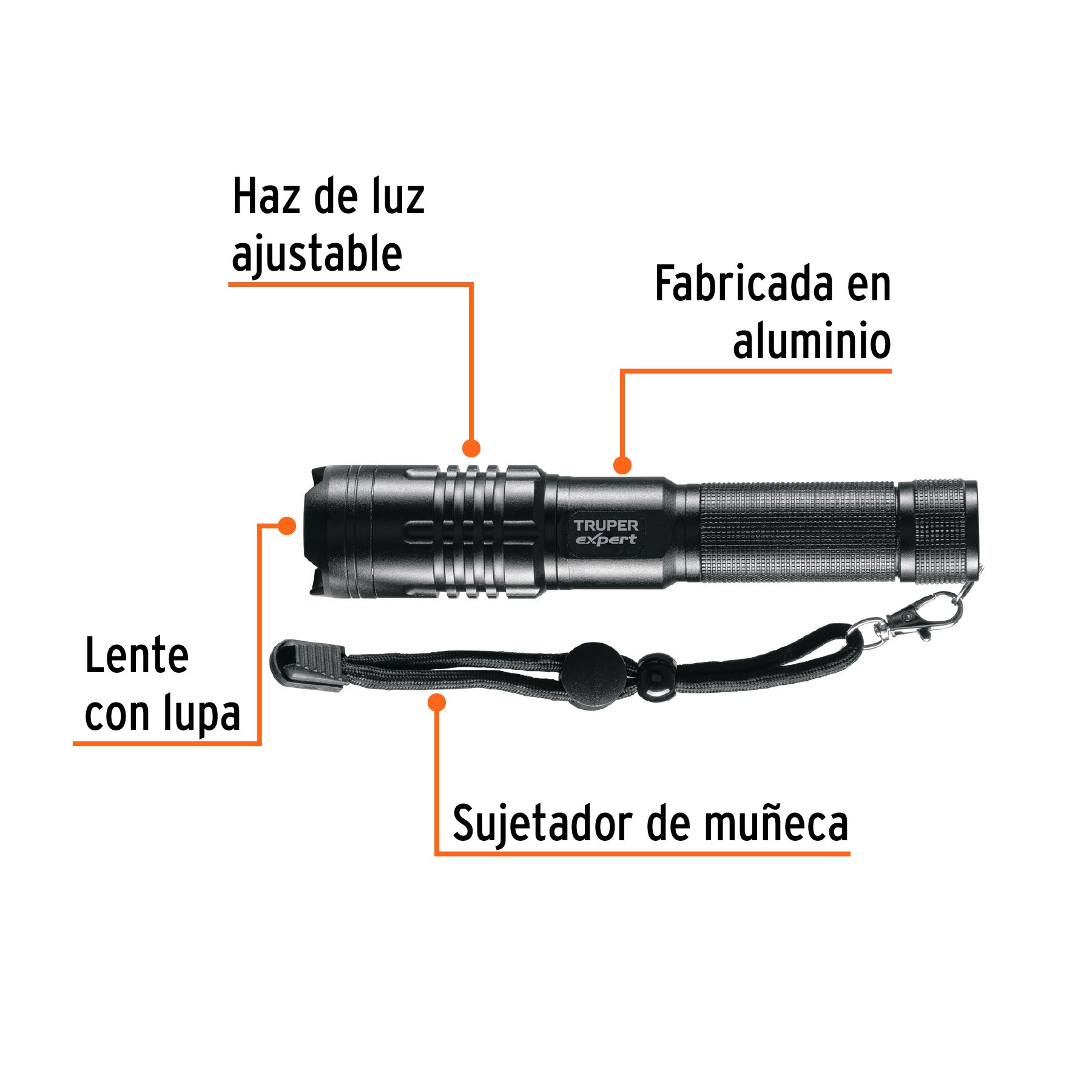 Linterna recargable, led cree, 180 lm con 2 pilas AA