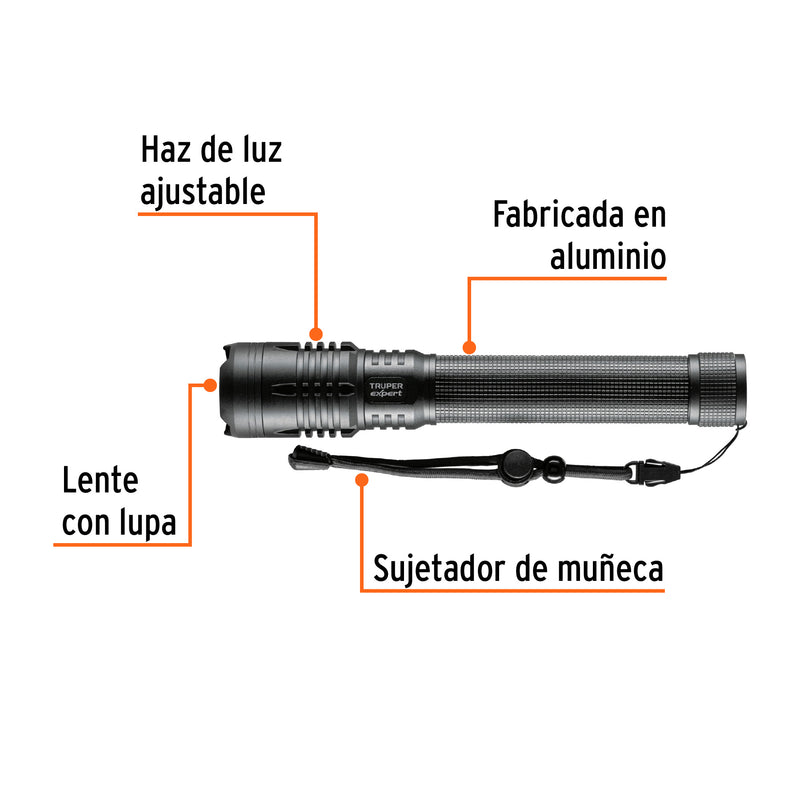 Linterna recargable, led cree, 150 lm con 3 pilas D