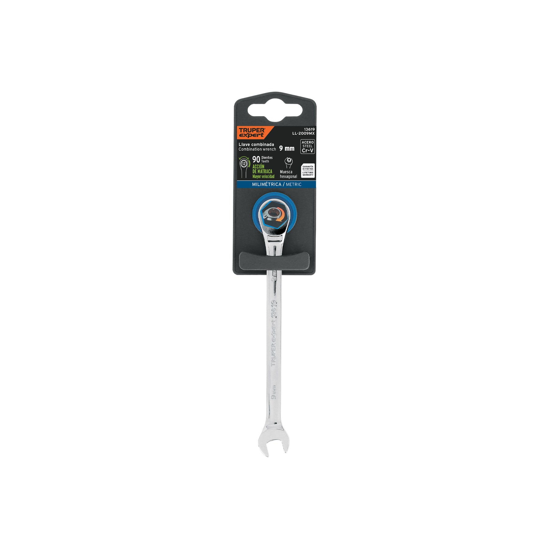 Llave combinada con matraca, 9 x 146 mm, Truper Expert
