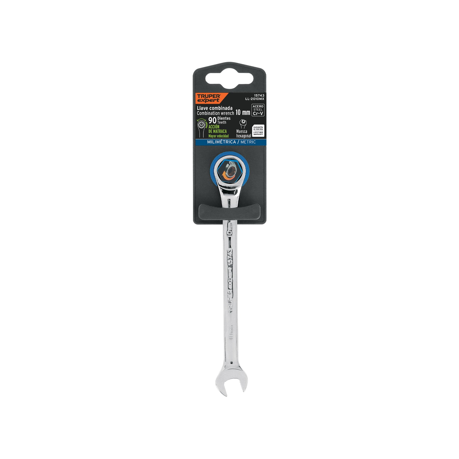 Llave combinada con matraca, 10 x 154 mm, Truper Expert