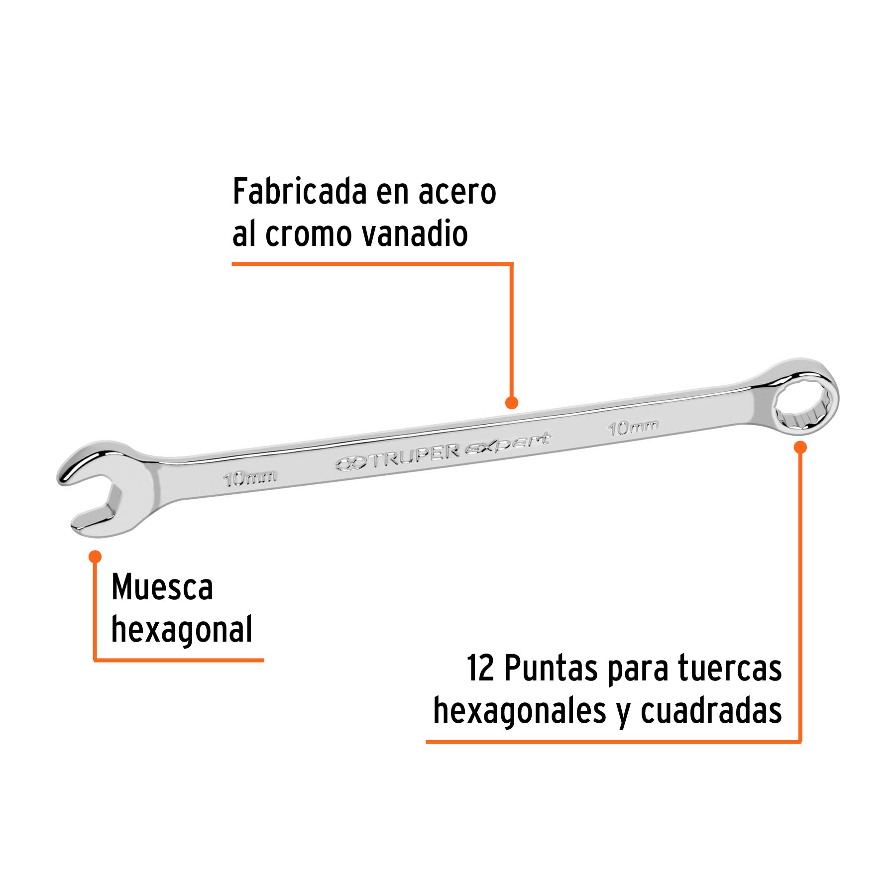 Llave combinada, extralarga, milimétrica, 10 x 164 mm