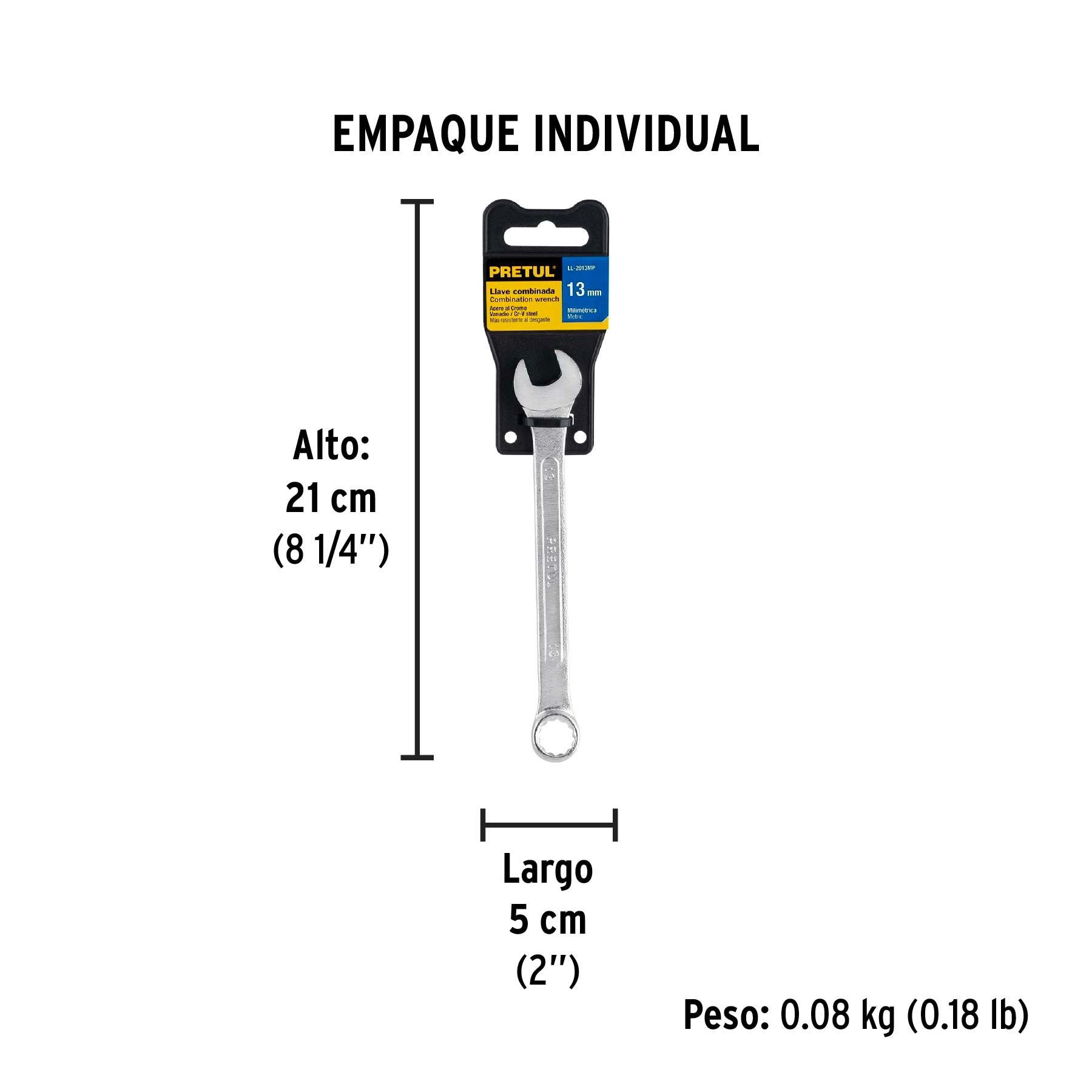 Llave combinada mm, 13 x 170 mm, pretul