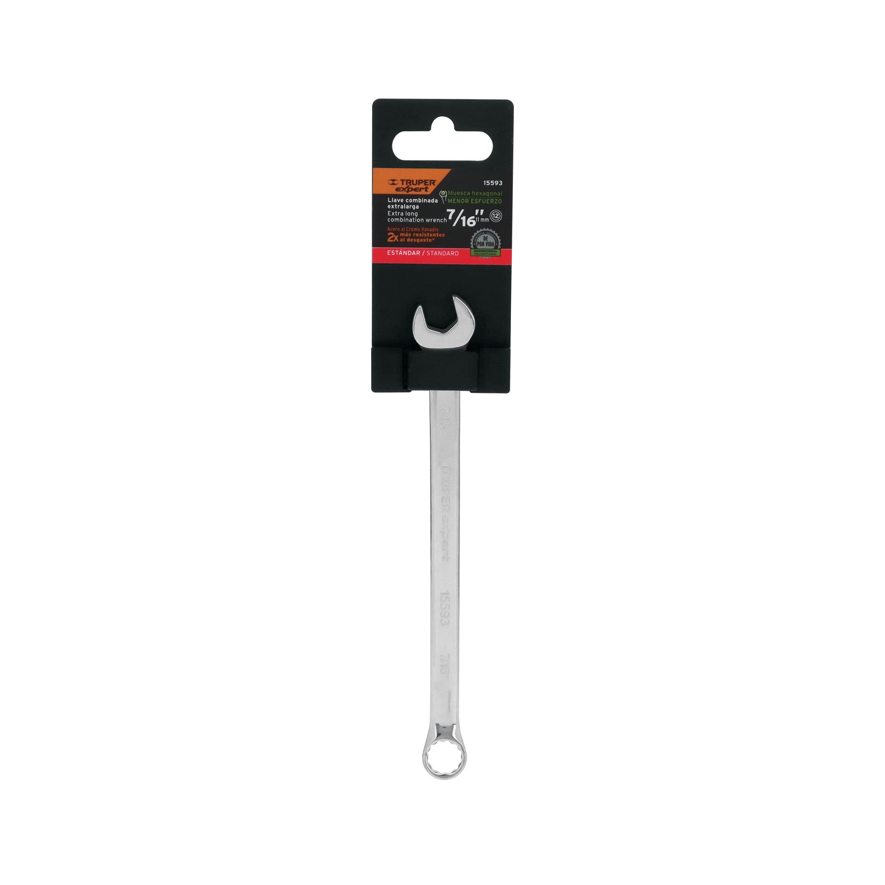 Llave combinada, extralarga, 7/16" x 183 mm