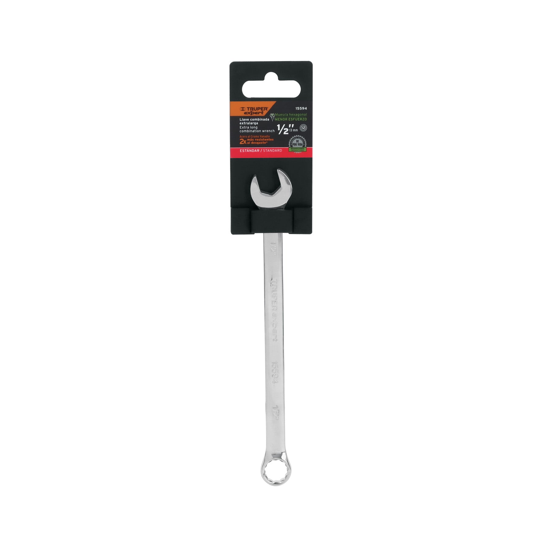 Llave combinada, extralarga, 1/2" x 202 mm