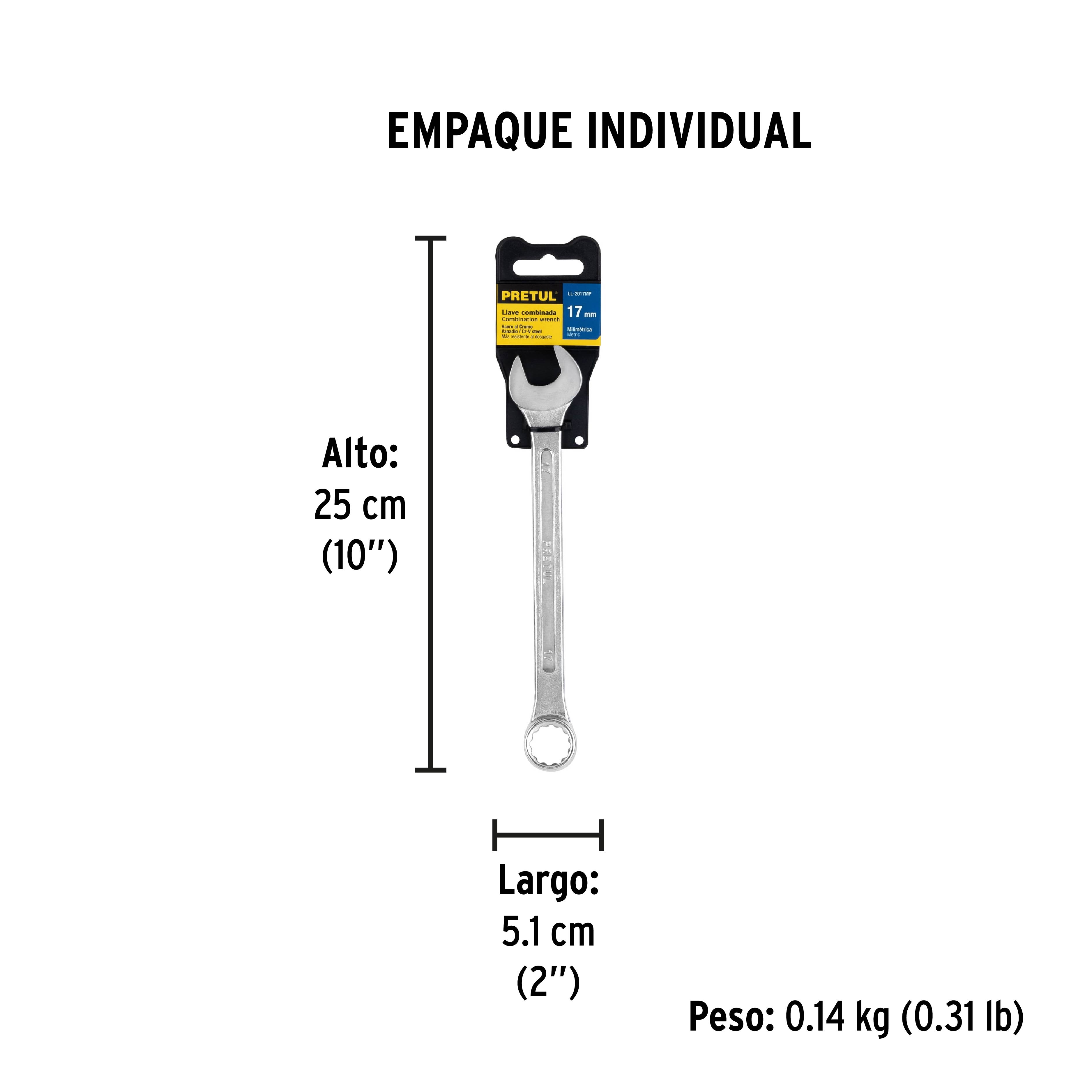 Llave combinada mm, 17 x 210 mm, pretul